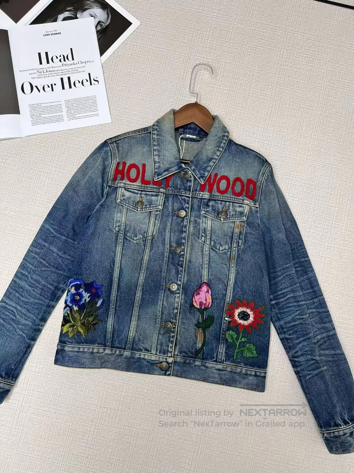 Gucci Gucci Light Blue Floral Denim Jacket. Size M / US 6-8 / IT 42-44 - 1 Thumbnail