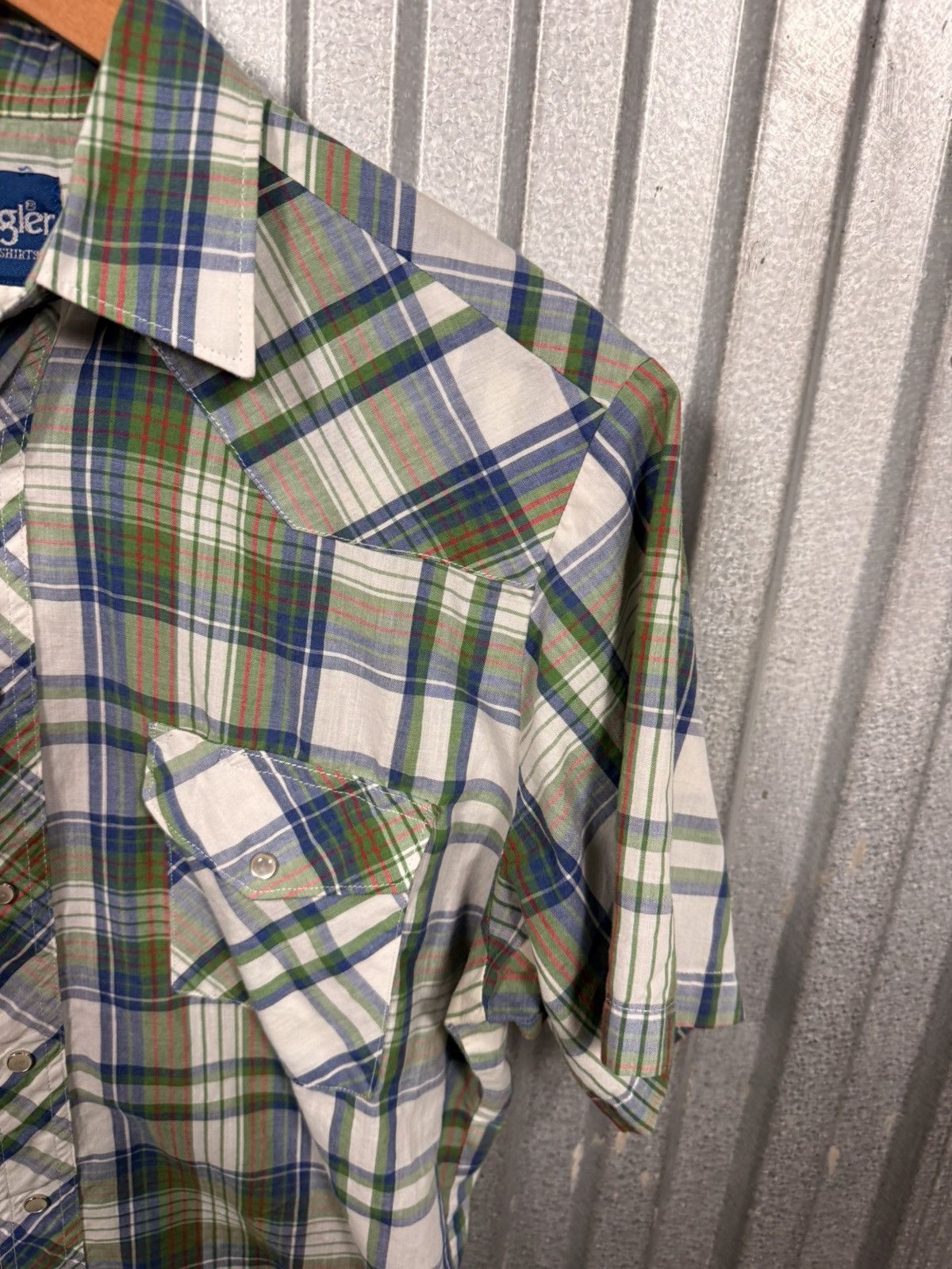 Wrangler Vintage Wrangler Western Pearl Snap Green Plaid Cowboy Shirt Size US L / EU 52-54 / 3 - 4 Thumbnail