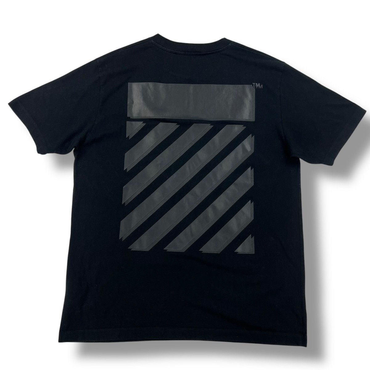 Off-White Off-White Rubber Diagonal Black T Shirt Size US XL / EU 56 / 4 - 2 Thumbnail