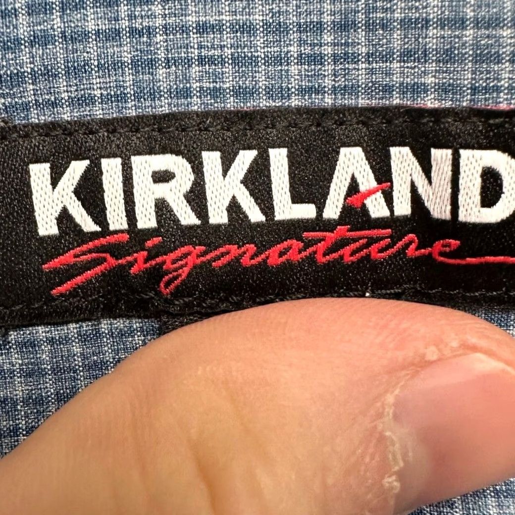 Vintage Kirkland Signature Dress Shirt Men Medium 15-15.5 34-35 Blue Check Button Up NEW Size 40R - 4 Thumbnail