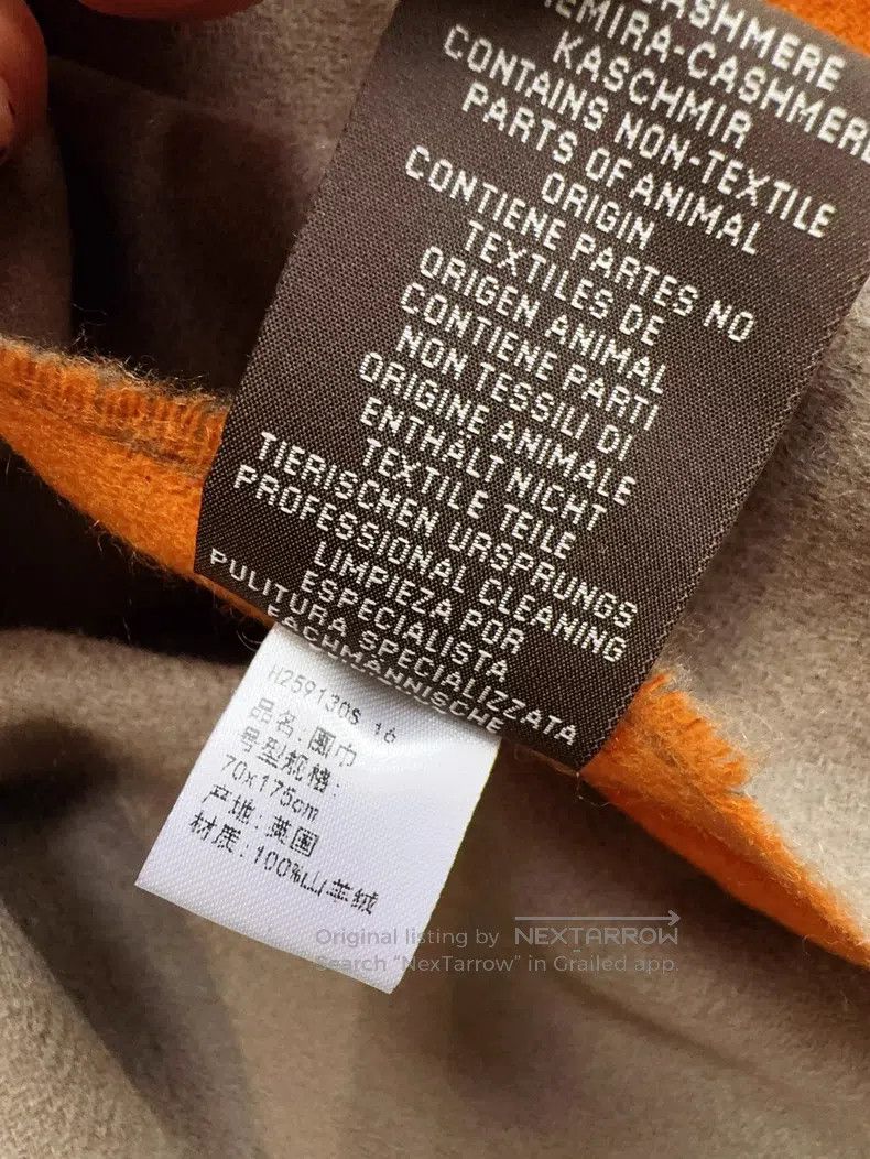 Hermes Hermes Grey Brown and Orange Dual-Sided Cashmere Scarf Size ONE SIZE - 7 Thumbnail