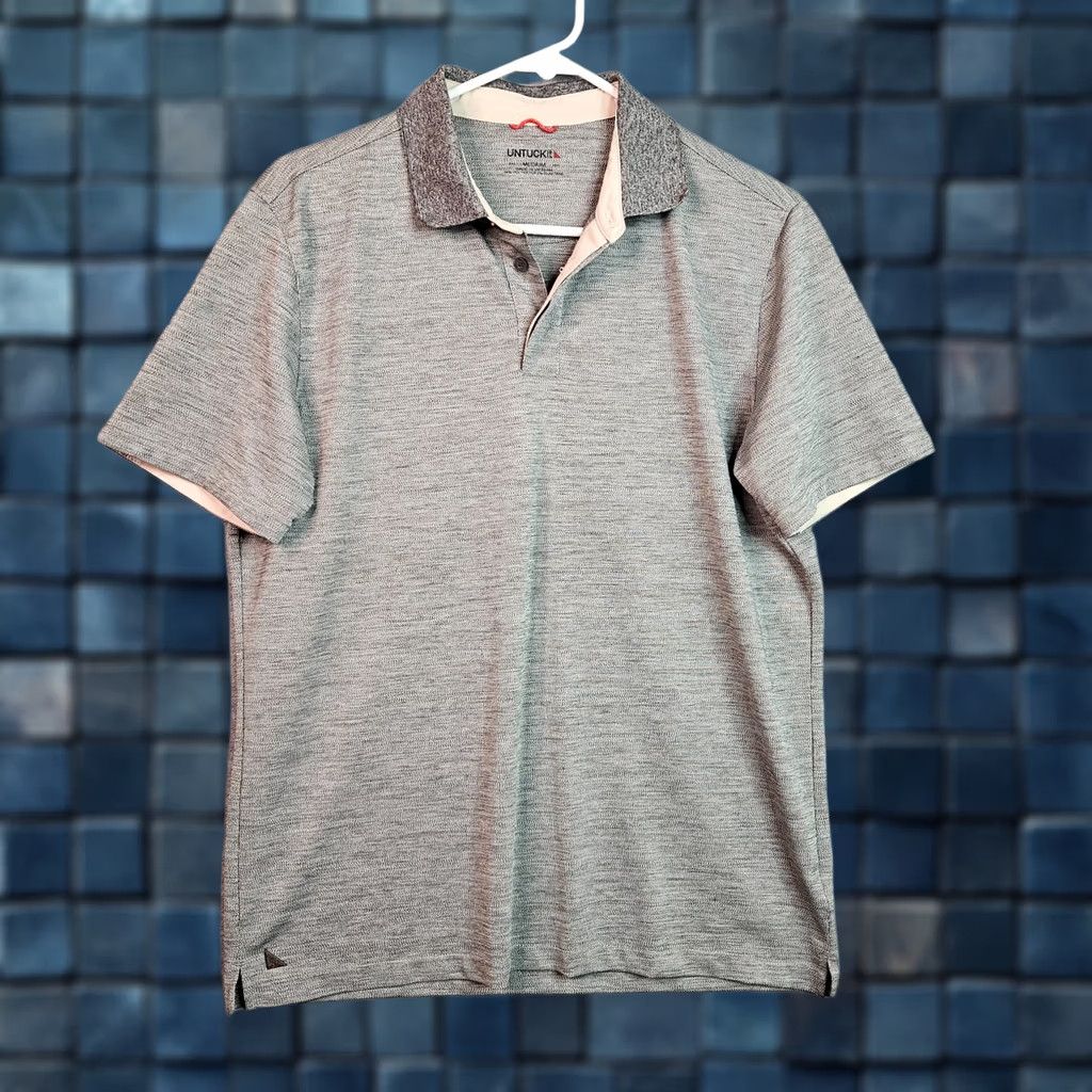 UNTUCKit UNTUCKIT Men's Dark Gray Polo Shirt 1/4 Button Up Collar Short Sleeve Size M CCool Gray Nike? Size US M / EU 48-50 / 2 - 1 Thumbnail