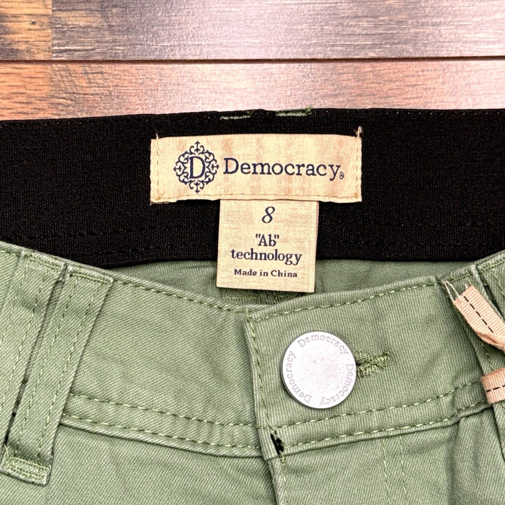 Vintage Democracy Ankle Skimmer Jeans Women 8 Green Slim 5-Pocket Denim Medium Wash Belt Loops Modern VINTAGE? Size 30" / US 8 / IT 44 - 6 Thumbnail