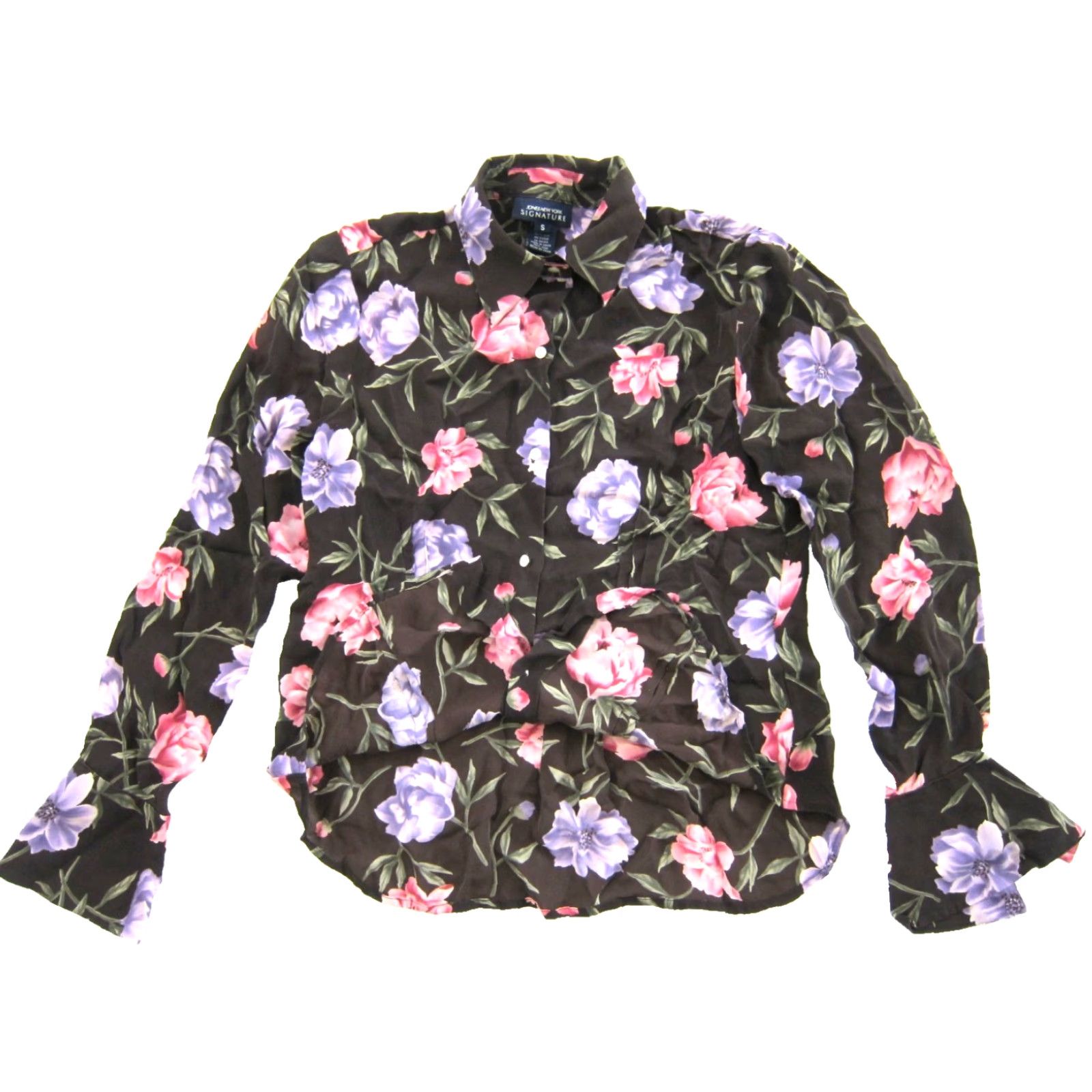 Jones New York VINTAGE Jones New York Signature 100% Silk Brown Pink Purple Floral Long Sleeve Blouse S Size S / US 4 / IT 40 - 5 Thumbnail