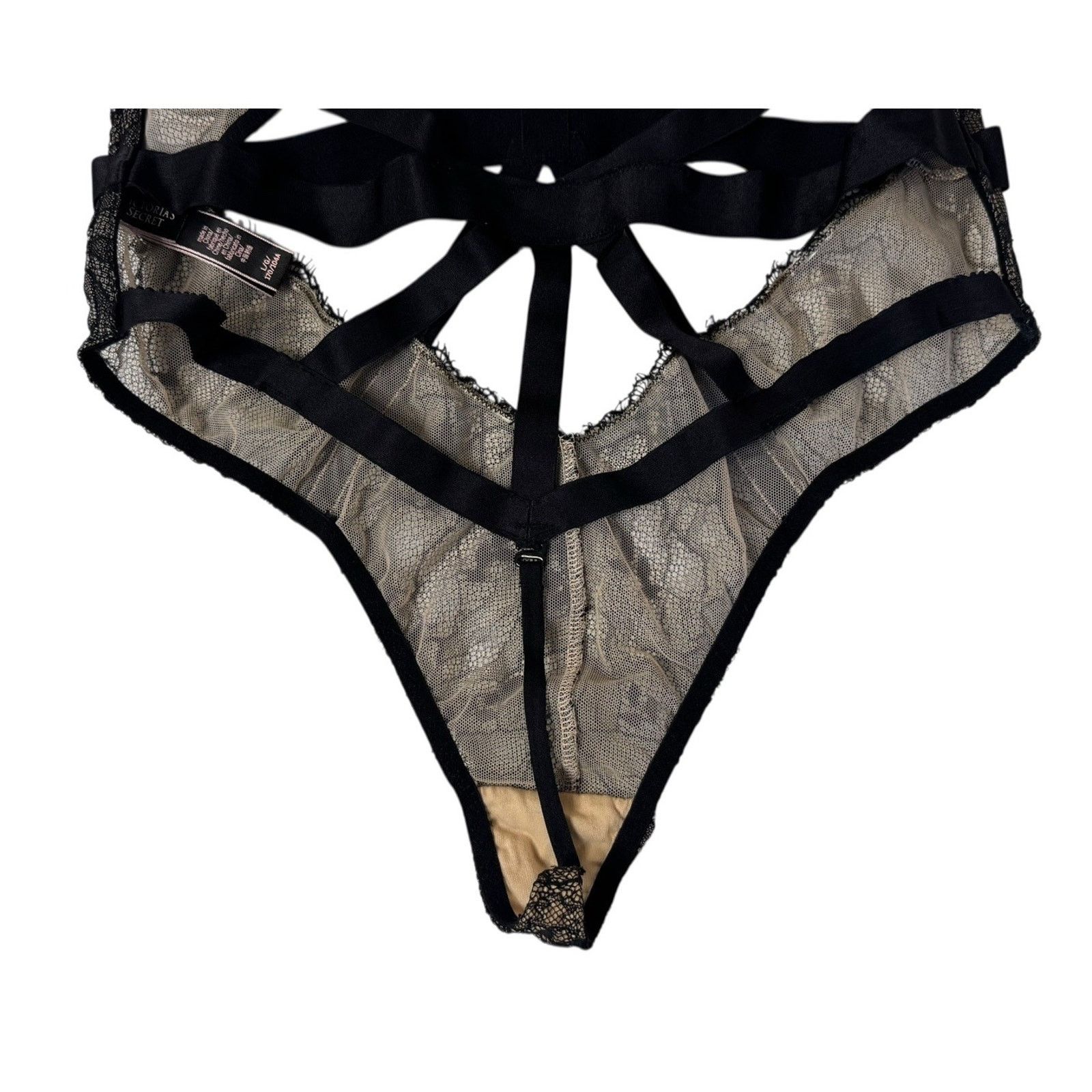 Victoria's Secret VICTORIA’S SECRET Strappy Bodysuit Chantilly Lace Teddy L Size ONE SIZE - 6 Thumbnail