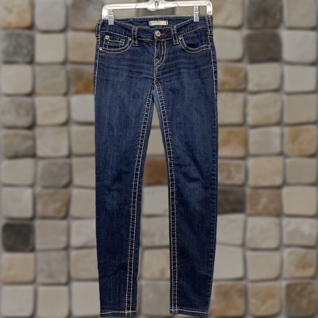 Silver Jeans Co. Silver Jeans Juniors Slim Jeans 27x31 Blue Cotton Spandex Denim 5-Pocket Gem Accents Womens/Teens Size 27" / US 4 / IT 40 - 1 Thumbnail