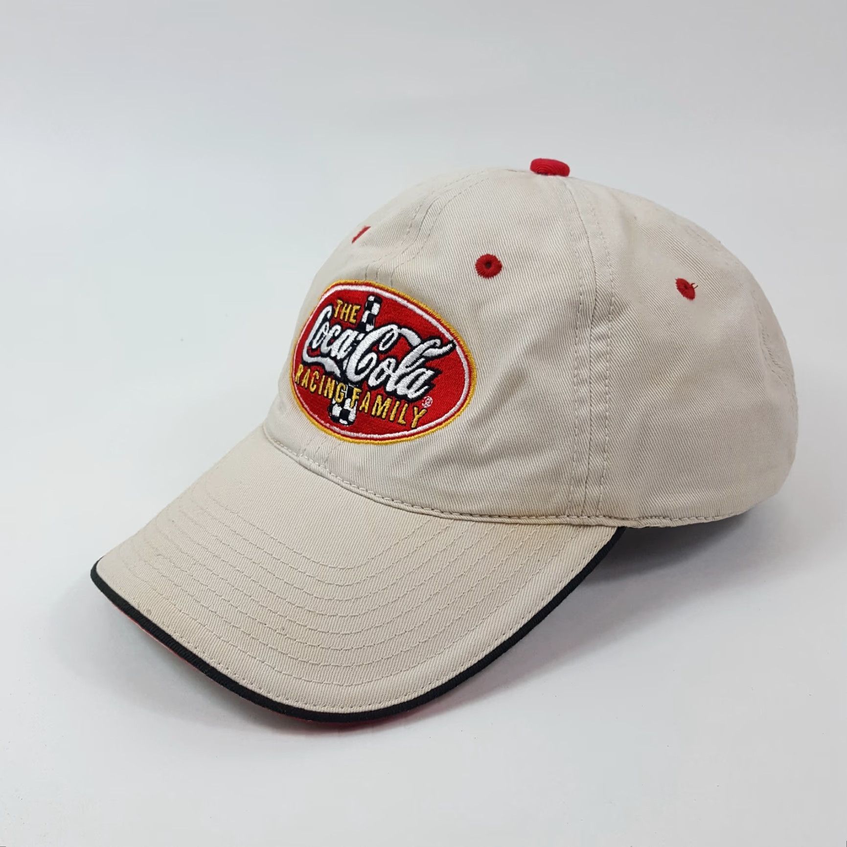 Vintage VINTAGE Coca-Cola NASCAR Racing Snapback Baseball Cap Hat Adjustable Beige One Size Retro Mens Size ONE SIZE - 3 Thumbnail