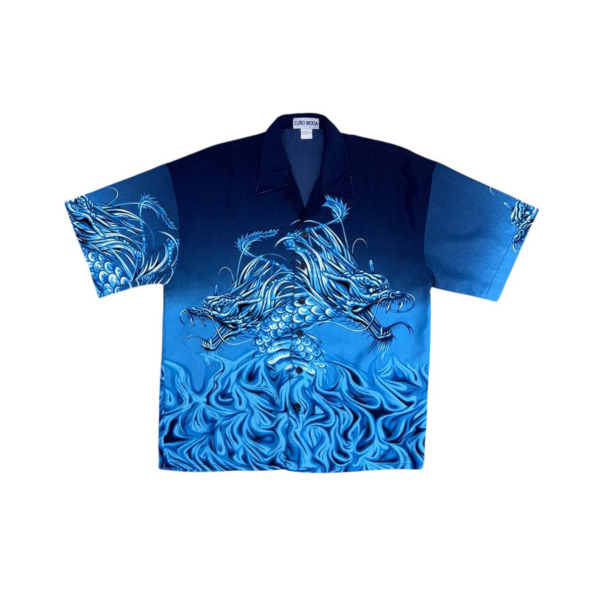 Japanese Brand × Vintage Euro Moda Dragons Aloha Hawaiian Silk Button Shirt Size L Size US L / EU 52-54 / 3 - 1 Thumbnail