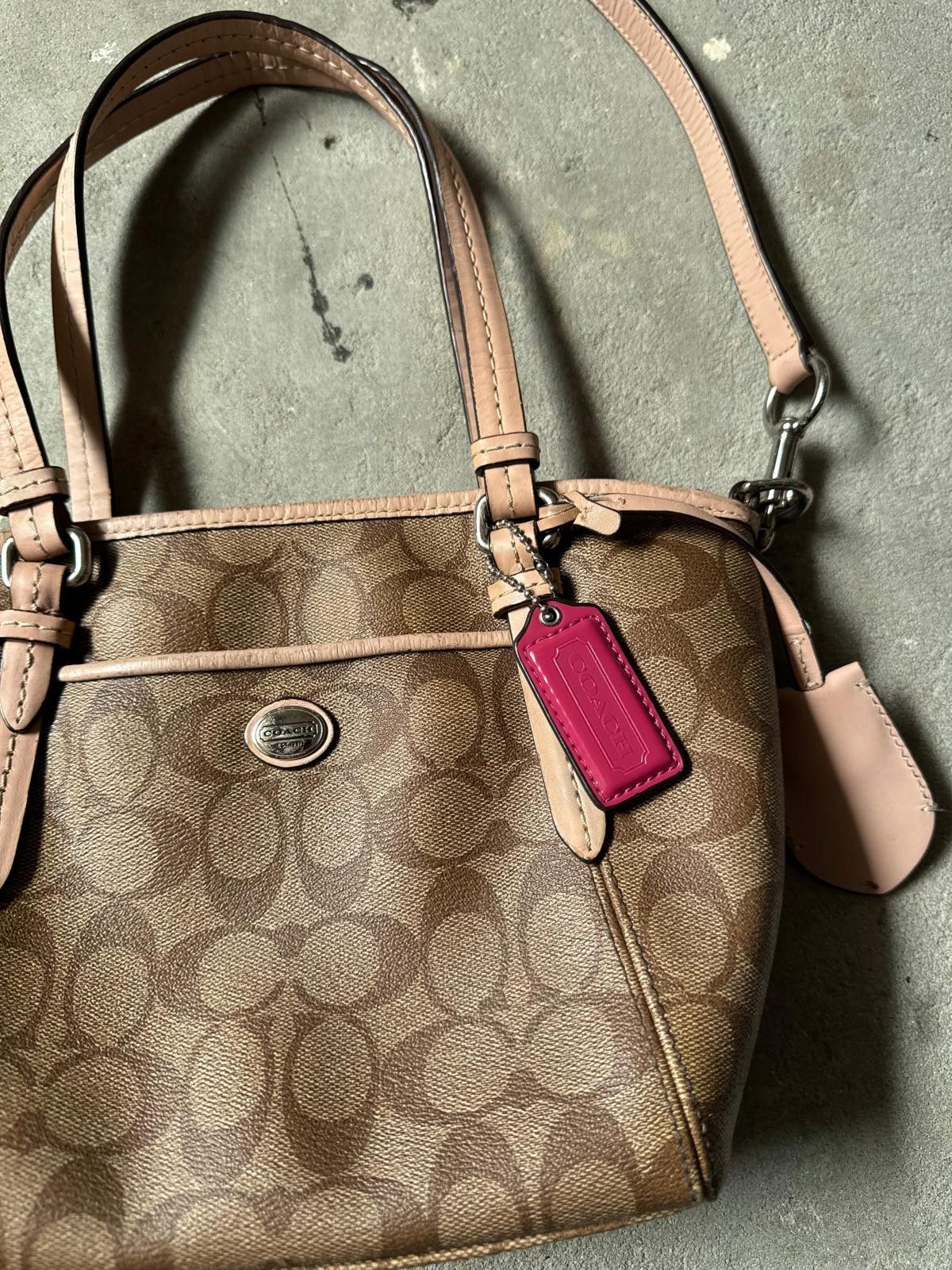 Coach Coach 2Way Signature Shoulder Bag Brown/Pink Size ONE SIZE - 3 Thumbnail