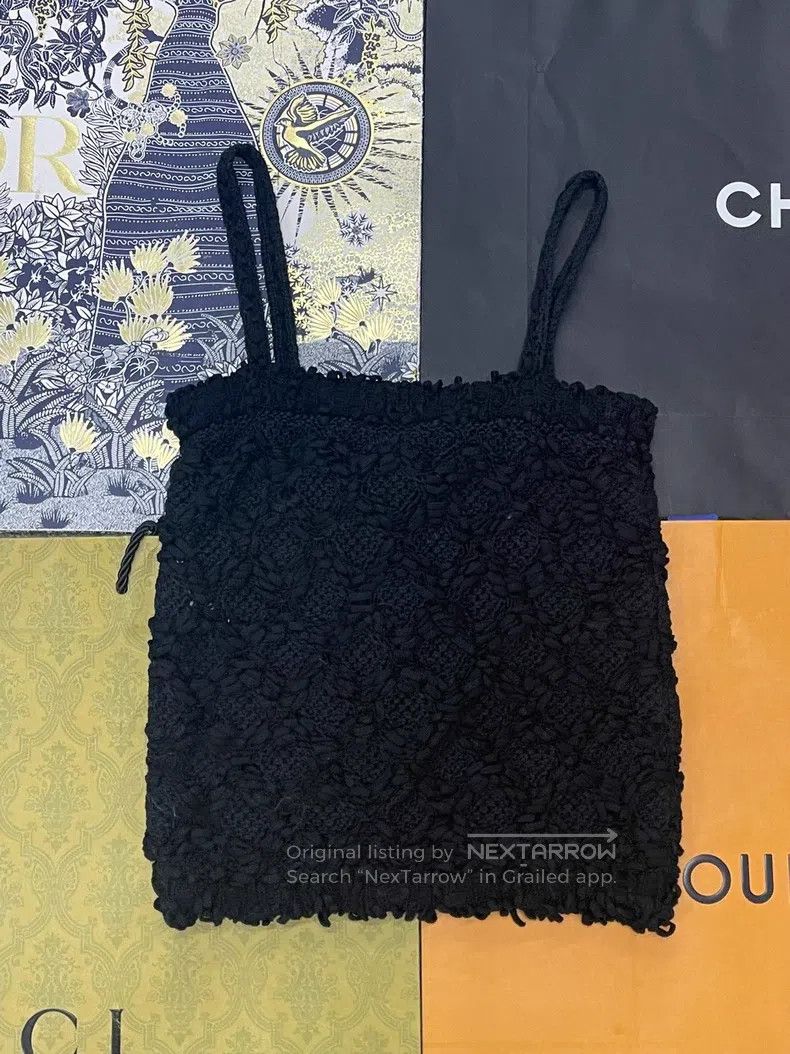 Chanel Chanel 25P black three-dimensional crochet woven suspender Size XS / US 0-2 / IT 36-38 - 3 Thumbnail