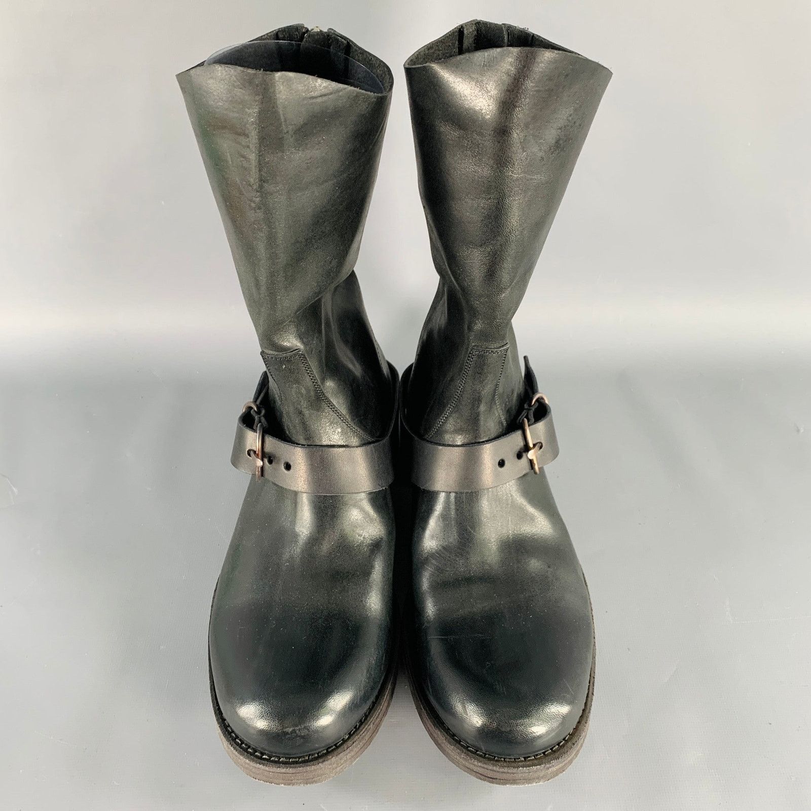 Ma+ M.A+ Size 11 Black Leather Horsehide Buckle Boots Size US 11 / IT 41 - 4 Thumbnail