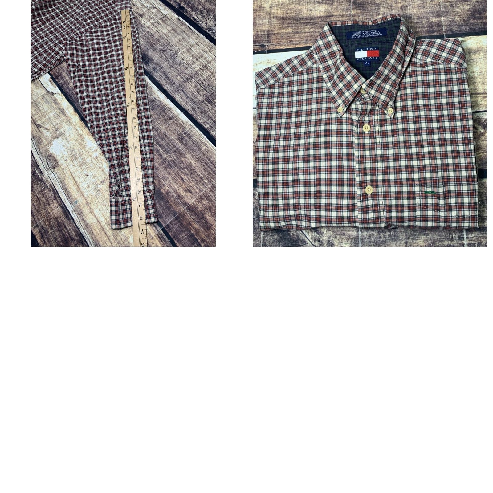 Tommy Hilfiger Tommy Hilfiger Men's Shirt Large Red White Green Plaid Long Sleeve Button-Up Size US L / EU 52-54 / 3 - 8 Thumbnail