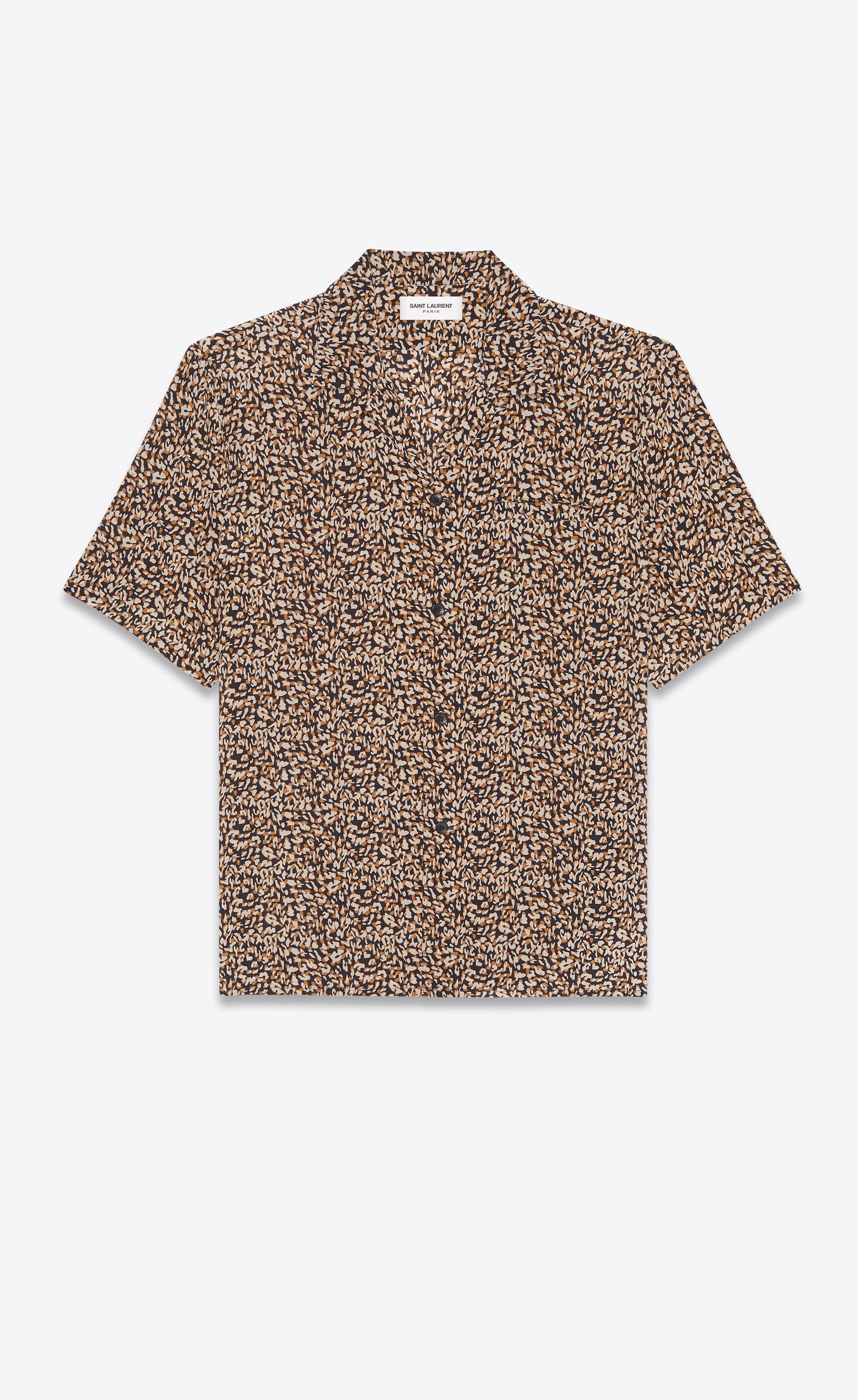 Saint Laurent Paris o1s1wg110325 531956 Shark-Collar Shirt Micro Leopard Crepe Size US XL / EU 56 / 4 - 2 Thumbnail