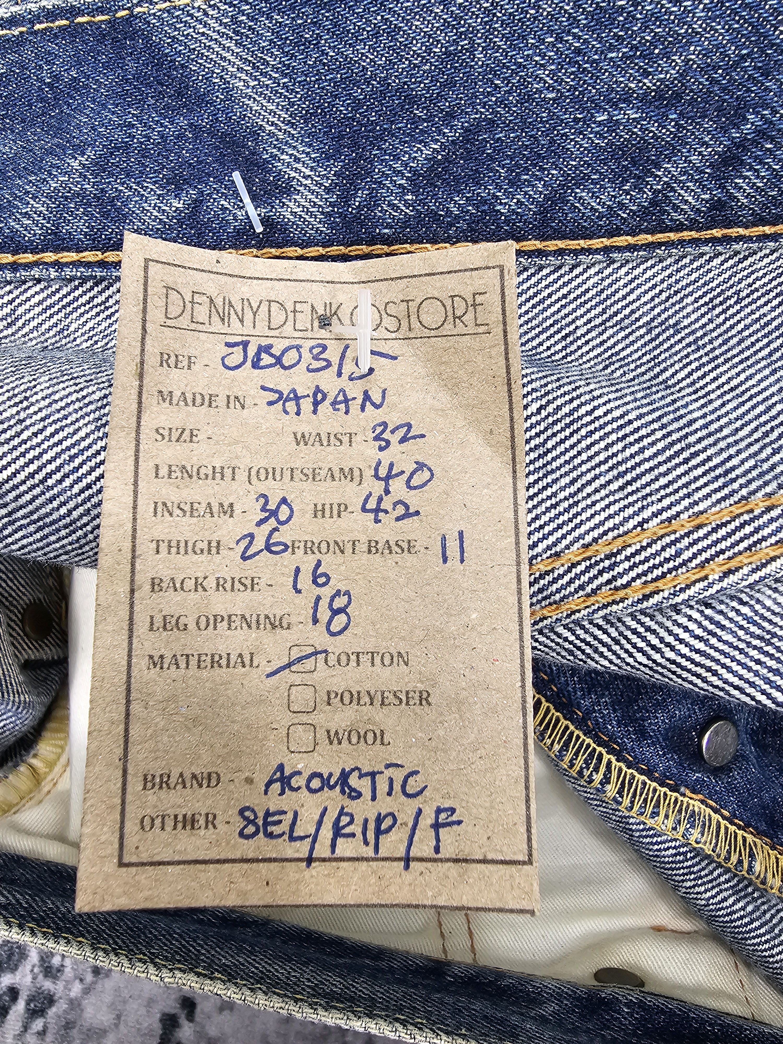 Japanese Brand ACOUSTIC Selvedge Redline Paint Splash Ripped Jeans JB0315 Size US 32 / EU 48 - 18 Thumbnail