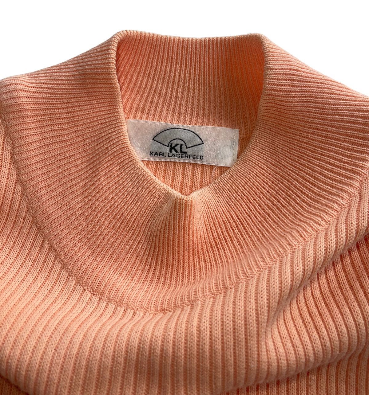 Karl Lagerfeld Mock-Neck Ribbed Elbow Sleeve Knit Size XS / US 0-2 / IT 36-38 - 4 Thumbnail