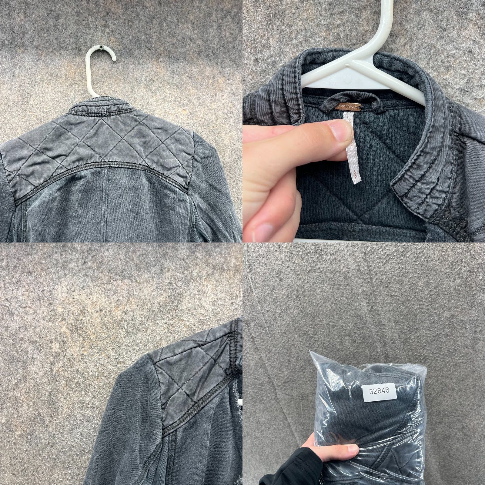Free People Free People Jacket Women Small Grey Quilted Shoulder Moto Dolman Distressed Hem Jacket Women Small Grey Quilted Moto Dolman Distressed Hem Size S / US 4 / IT 40 - 8 Thumbnail