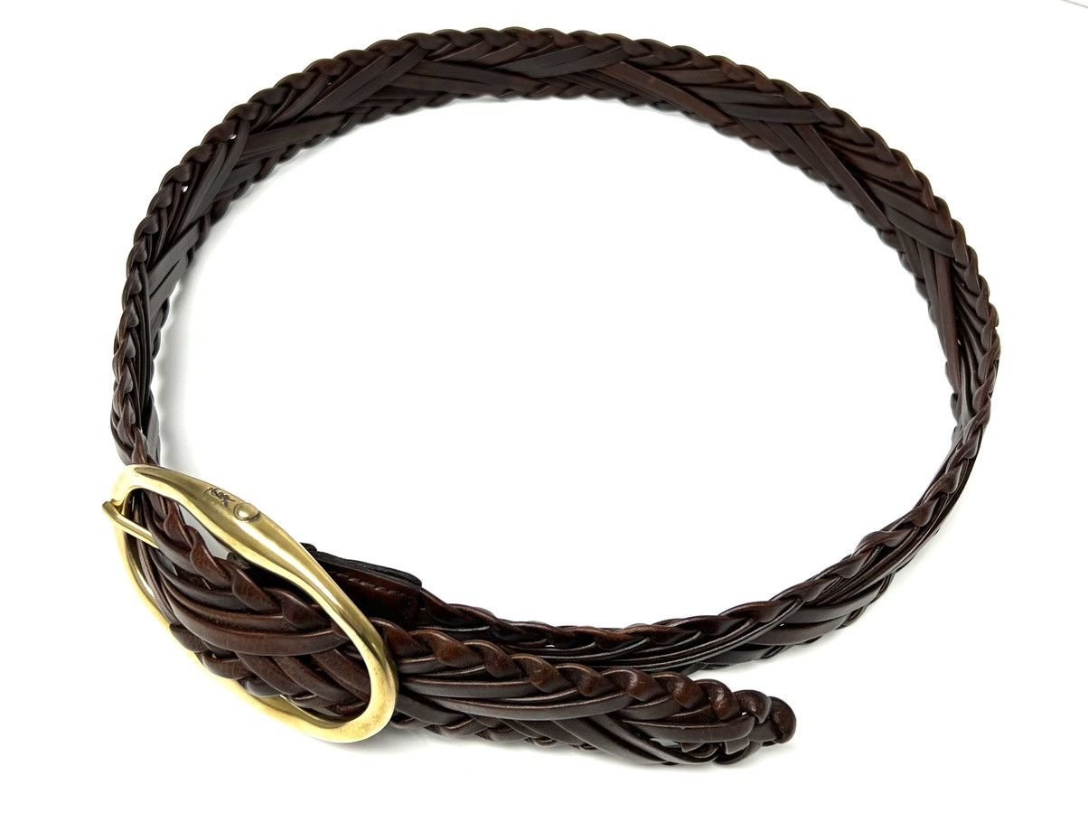 Yves Saint Laurent YVES SAINT LAURENT GOLD TONE BUCKLE W/ BRAIDED LEATHER BELT Size ONE SIZE - 12 Thumbnail
