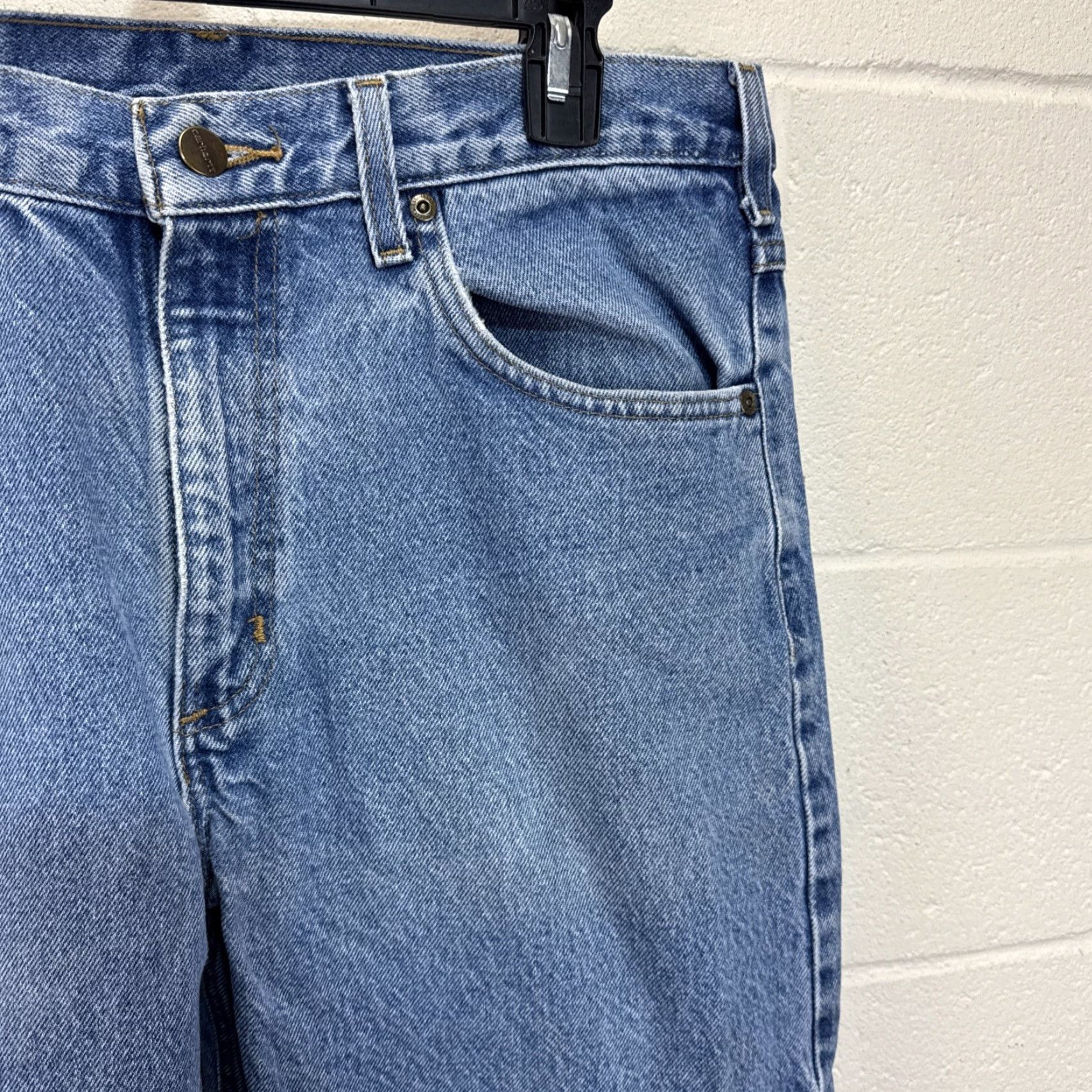 Carhartt VINTAGE Carhartt Jeans Mens Denim Relaxed Fit 34x34 Blue Medium Wash 5-Pocket Logo Straight Mens Size US 34 / EU 50 - 3 Thumbnail