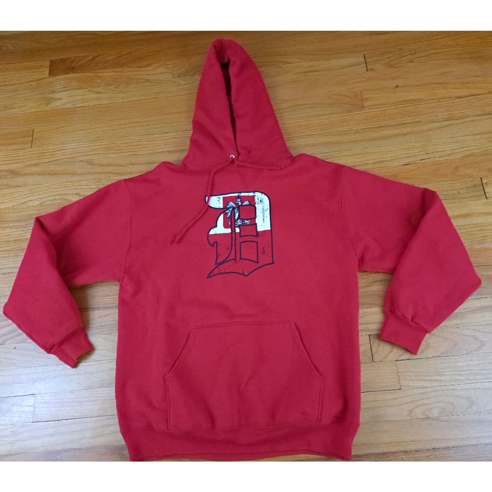 Jerzees VINTAGE Polska in Detroit Printed Pullover Hooded Sweatshirt Jerzees Large L Red Unisex Adults Sweatshirt Hooded Pullover Sweatshirt Mens Womens Size US L / EU 52-54 / 3 - 2 Thumbnail