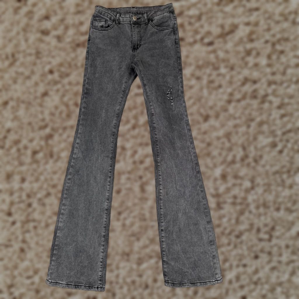 Shein Shein Jeans Women 2 Black Denim Flared Bootcut Distressed Cotton Blend 24x32 Size 26" / US 2 / IT 38 - 1 Thumbnail