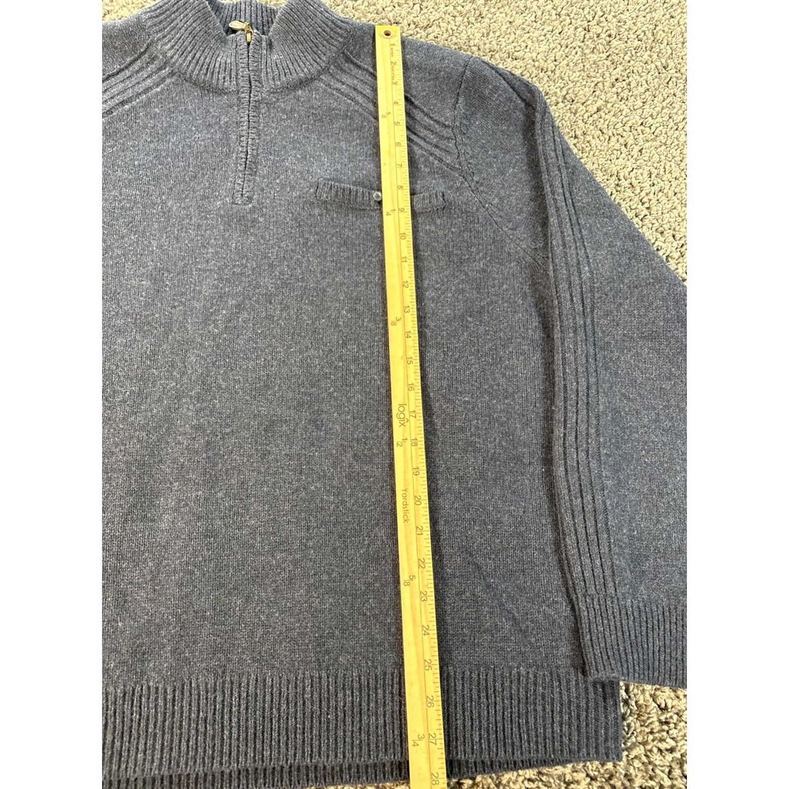 Vintage L.L. Bean Merino Wool Sweater Mens 2XL Navy Blue Rangeley 1/4 Zip Pullover Pocket Size US XXL / EU 58 / 5 - 2 Thumbnail