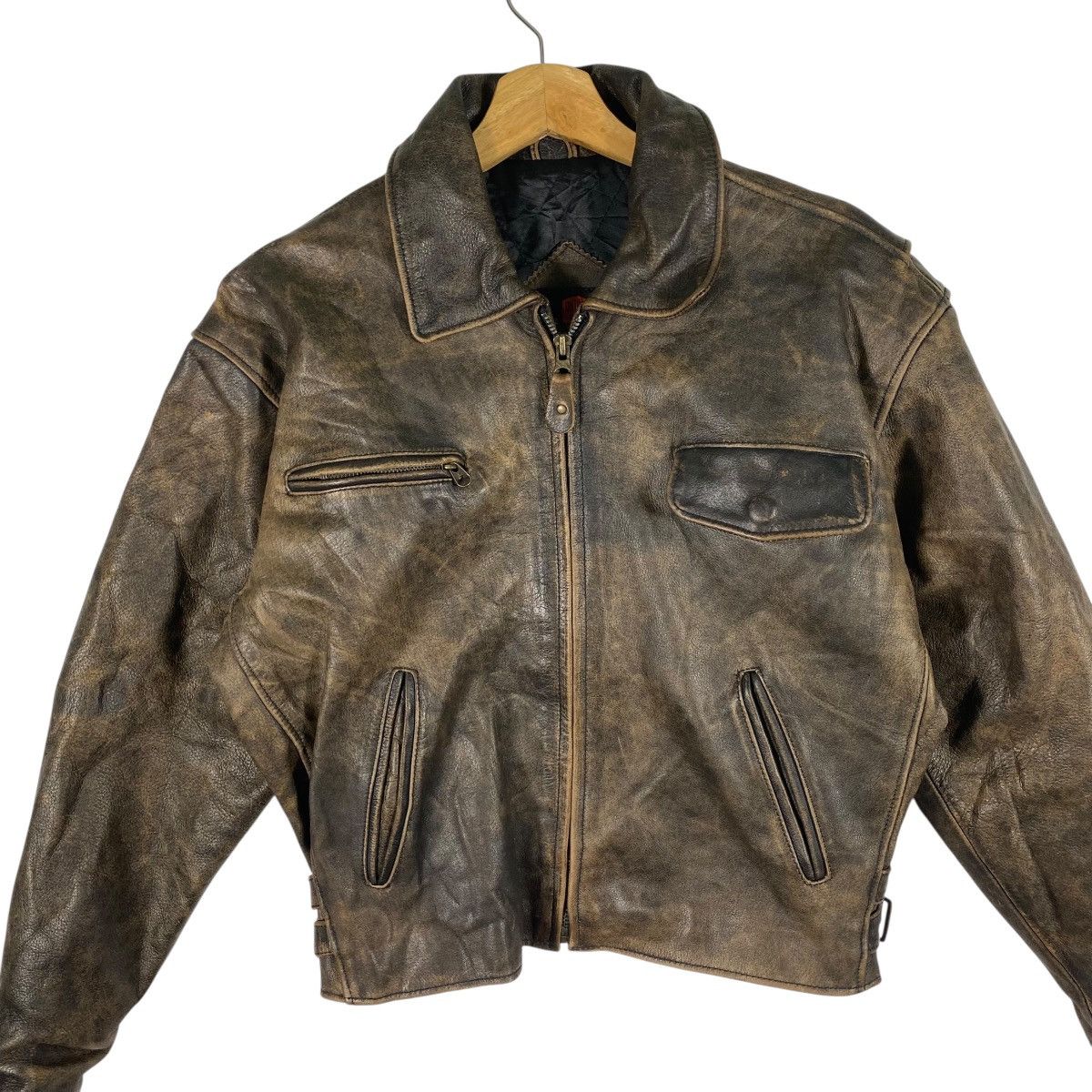 Genuine Leather × Leather × Vintage Vintage G.S.C On Time Leather Zipper Jacket M Size Size US M / EU 48-50 / 2 - 3 Thumbnail