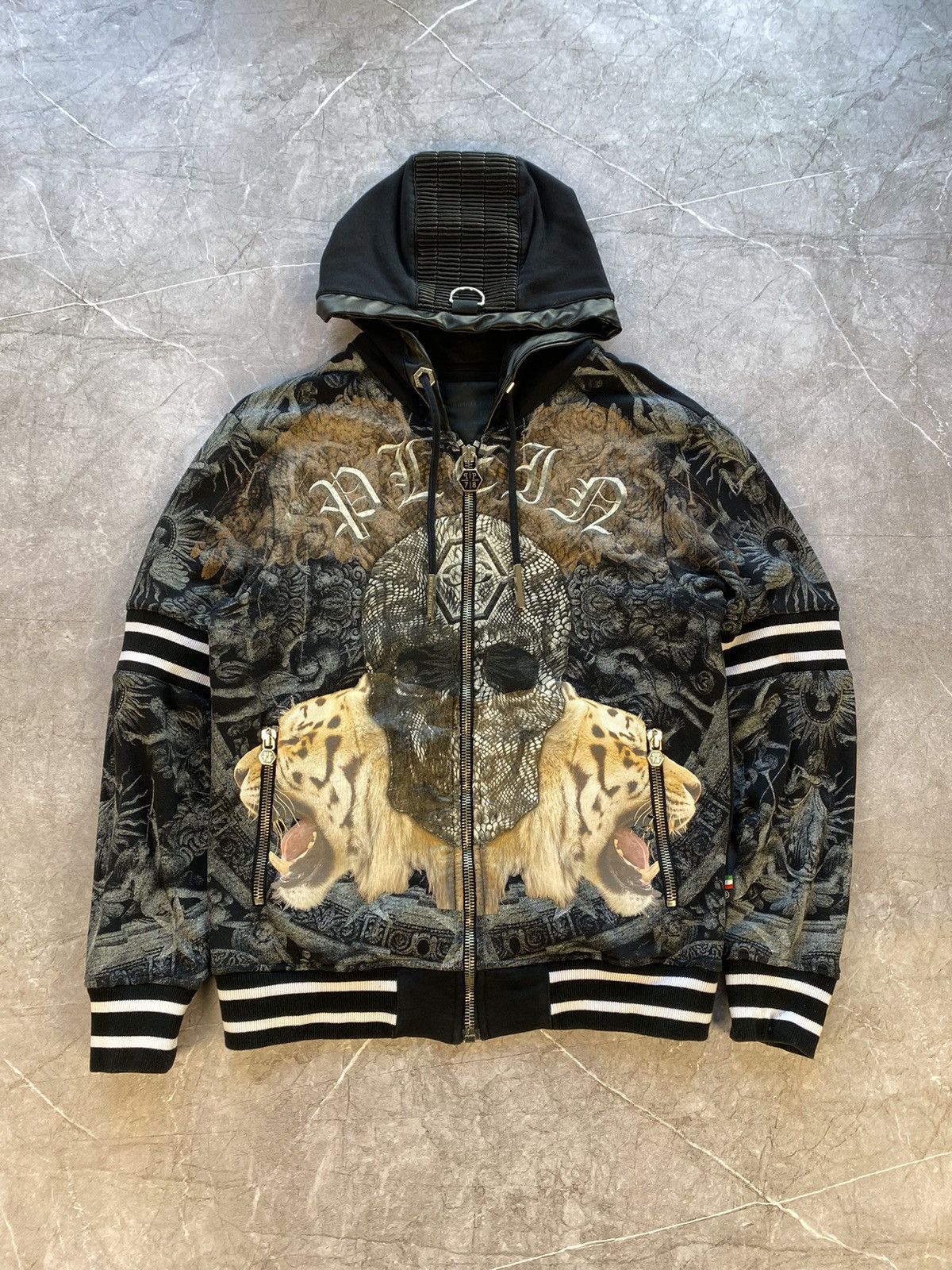 Rare Philipp Plein Tiger Style Hoodie Full Zip Made in Italy
