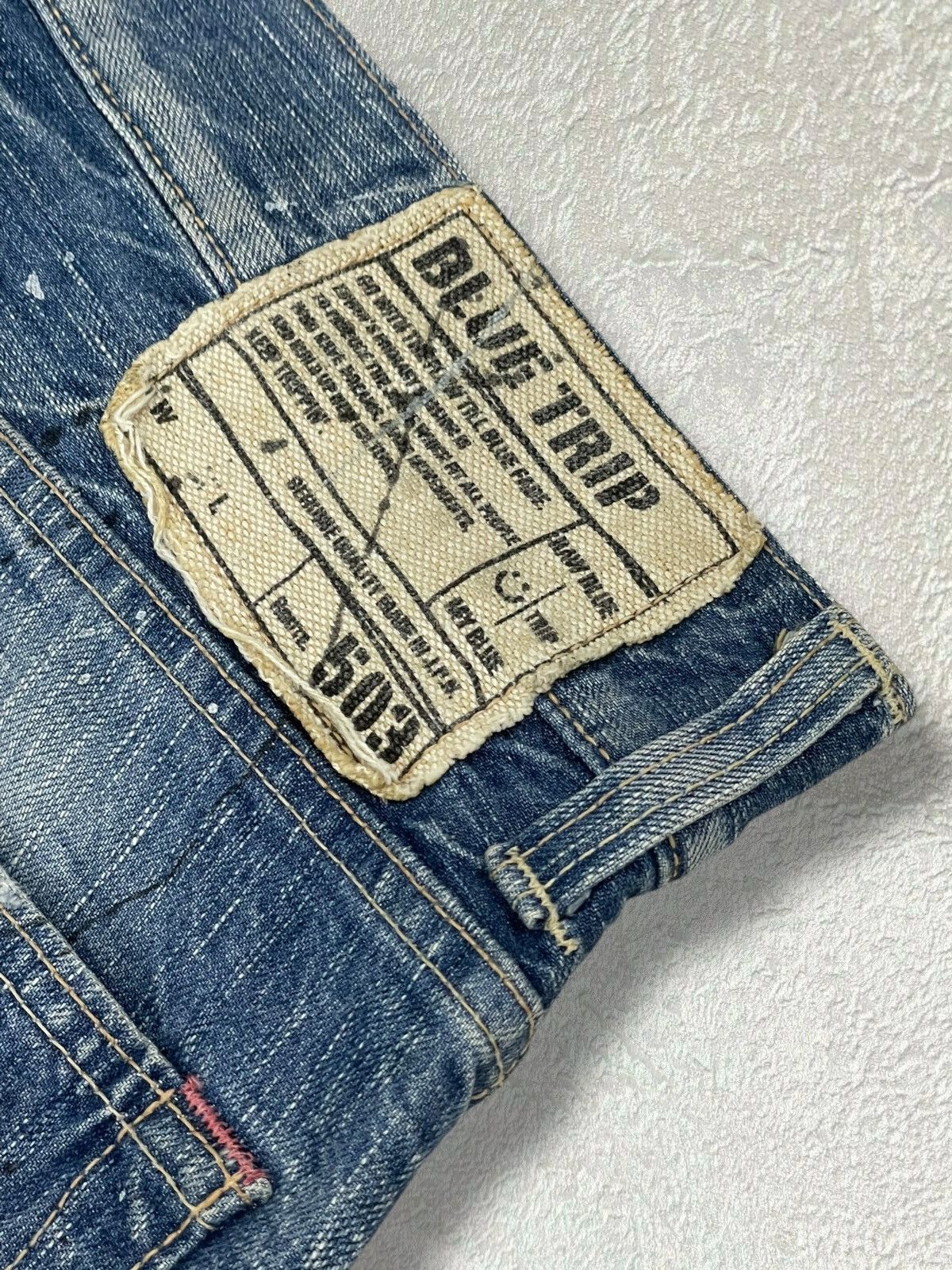 Designer × Edwin × Vintage Vintage Edwin Blue Trip 503 Iconic Distressed Flared Denim Size US 33 - 13 Thumbnail