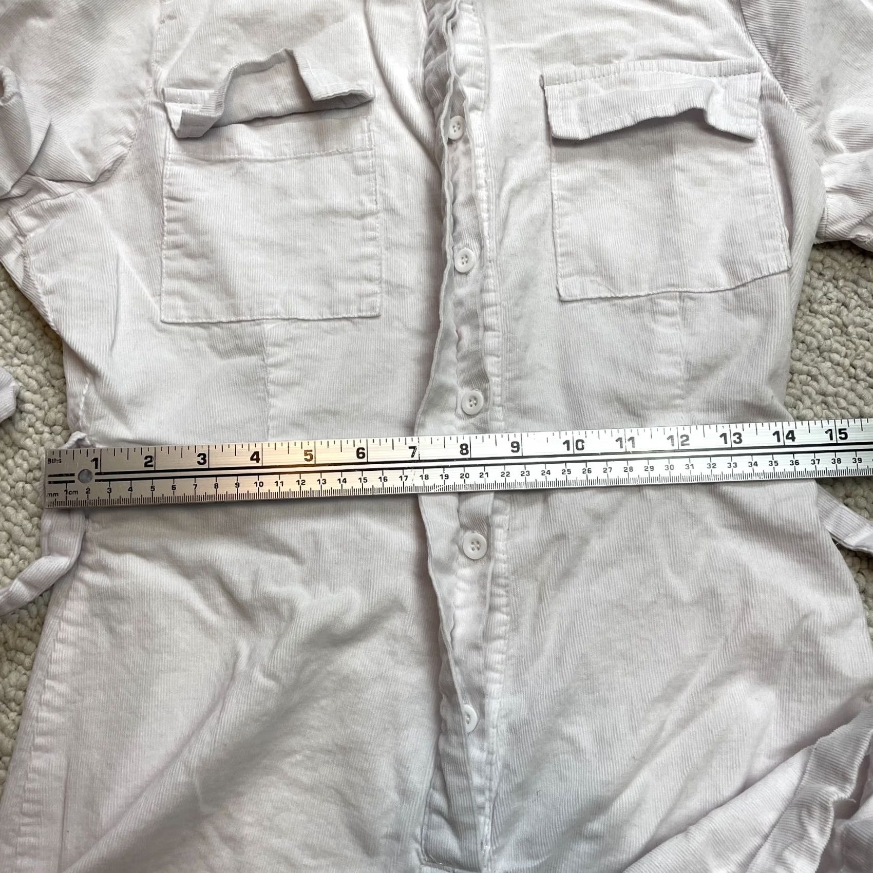 Boohoo Boohoo Romper Womens 6 White Corduroy Short Sleeve Collard Button Up Pockets Top Size M / US 6-8 / IT 42-44 - 6 Thumbnail