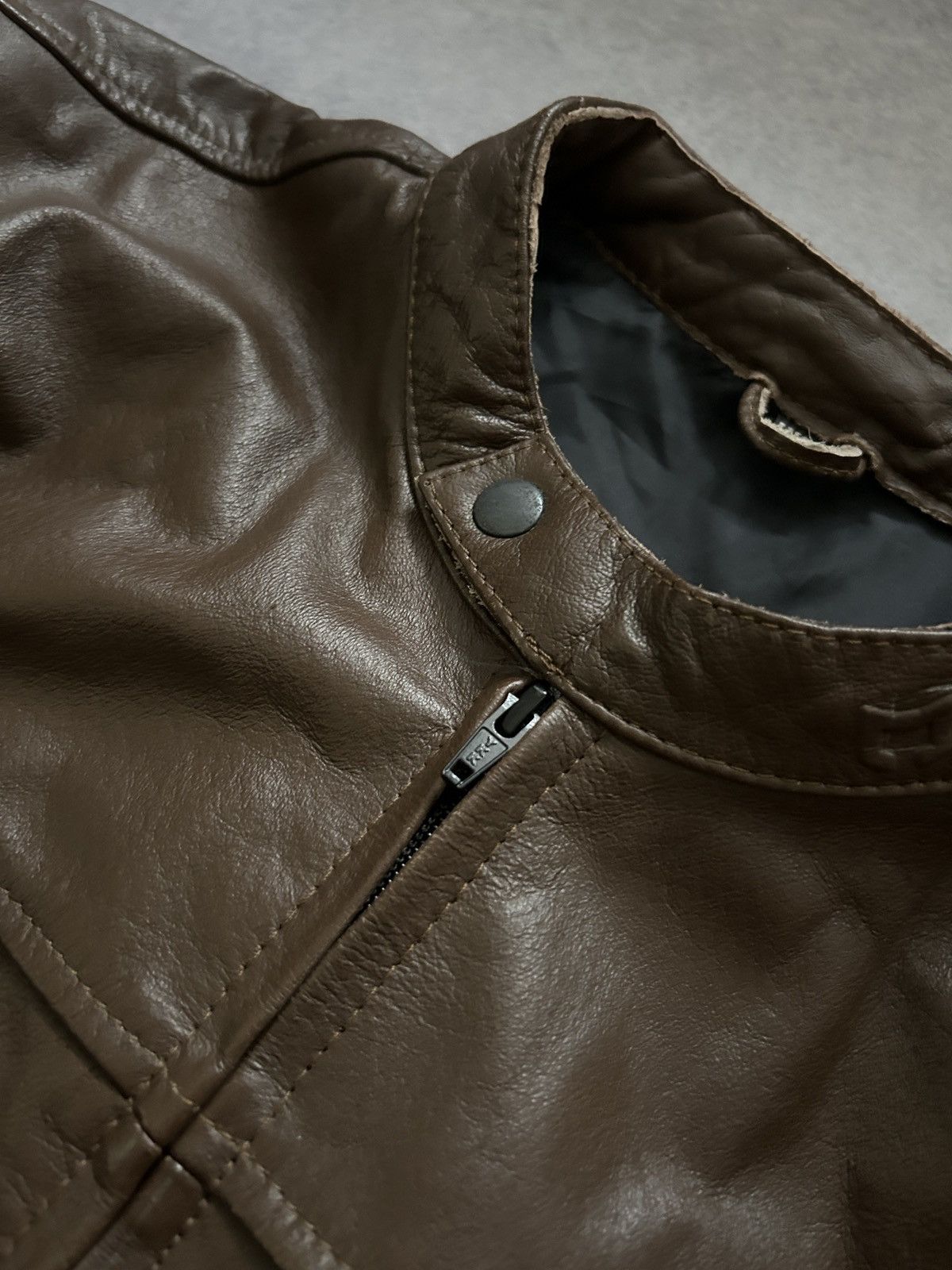 Genuine Leather Course Icon brown leather moto leather jacket mens Size US L / EU 52-54 / 3 - 4 Thumbnail