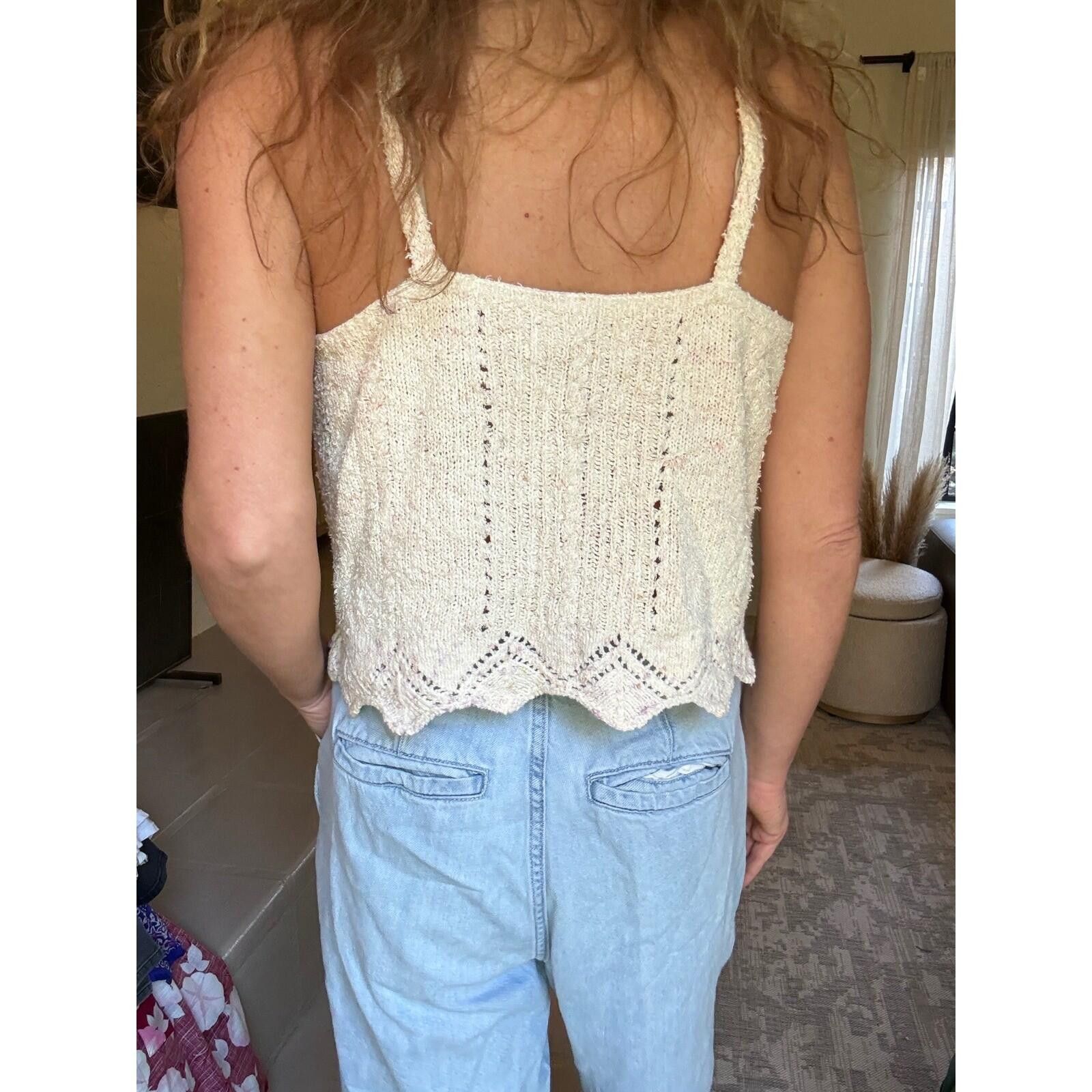 Other Anthropologie Cream Knit V-Neck Camisole Scalloped Hem L Size L / US 10 / IT 46 - 5 Thumbnail