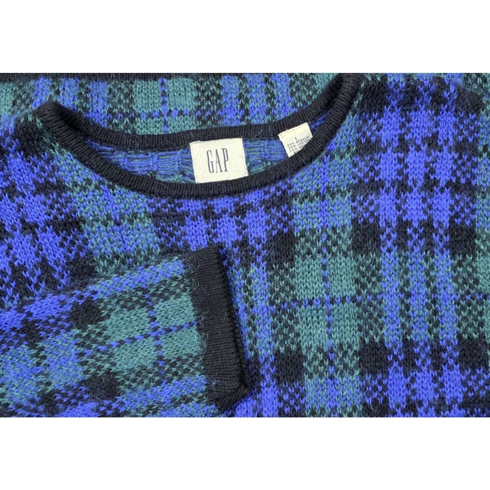 Gap **Vintage Gap Tartan Plaid Blue Green Womens Sweater Size L** User: Vintage Gap Tartan Plaid Blue Green Women's Large Sweater Size L / US 10 / IT 46 - 2 Thumbnail