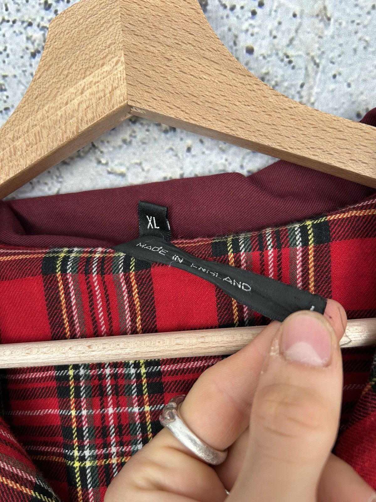 Vintage Vintage Burgundy Bomber Jacket Checked 90s Boxy Skate Grunge Size US XL / EU 56 / 4 - 6 Thumbnail