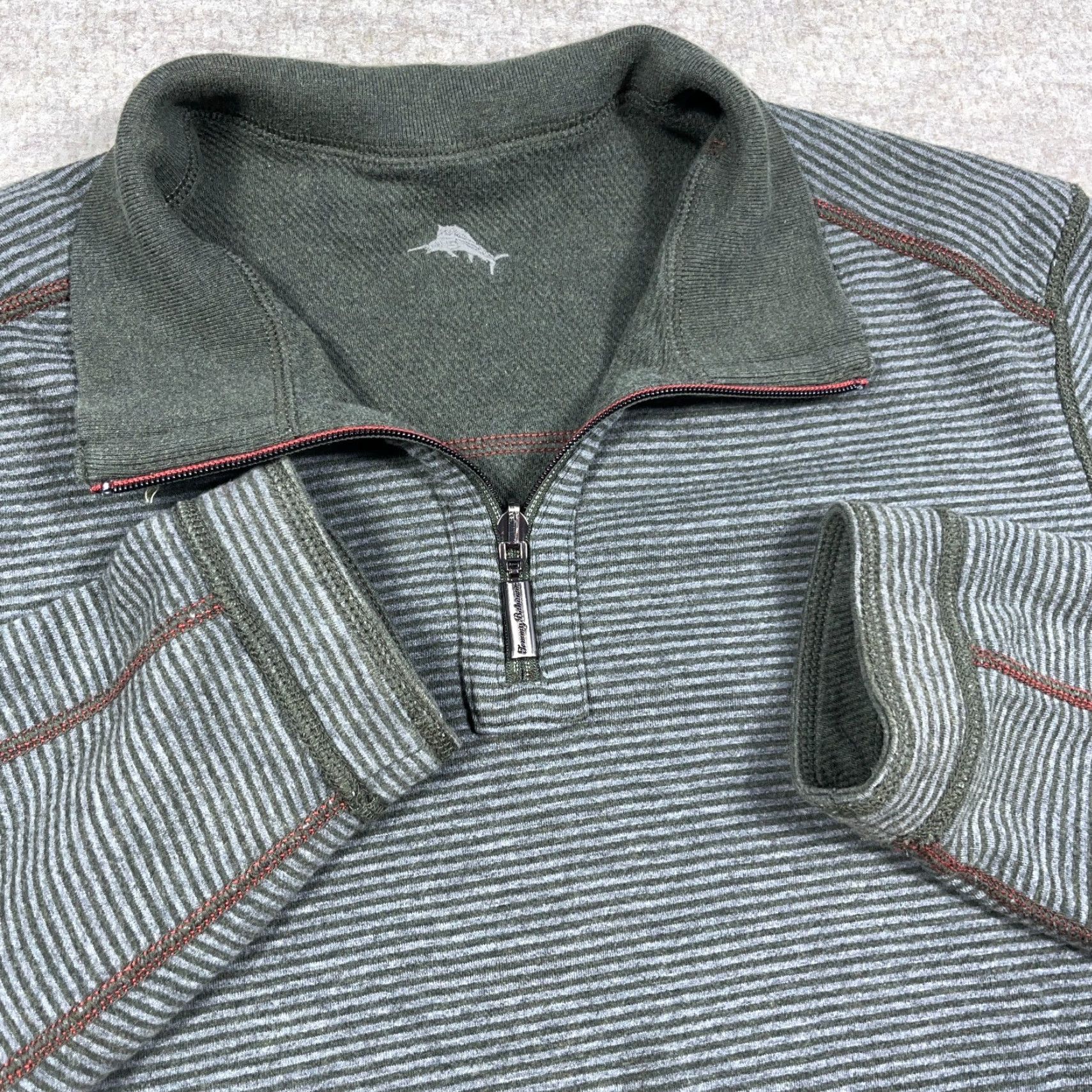 Tommy Bahama Tommy Bahama Sweater Men Large Green Pullover Quarter Zip Reversible Sweatshirt Size US L / EU 52-54 / 3 - 4 Thumbnail