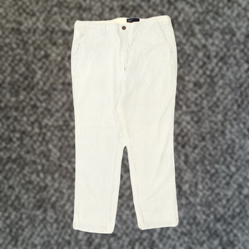Gap GAP Womens Tapered Chino Trousers Blue Striped Cotton US 10 Large W32 L28 Size 36" / US 14 / IT 50 - 1 Thumbnail