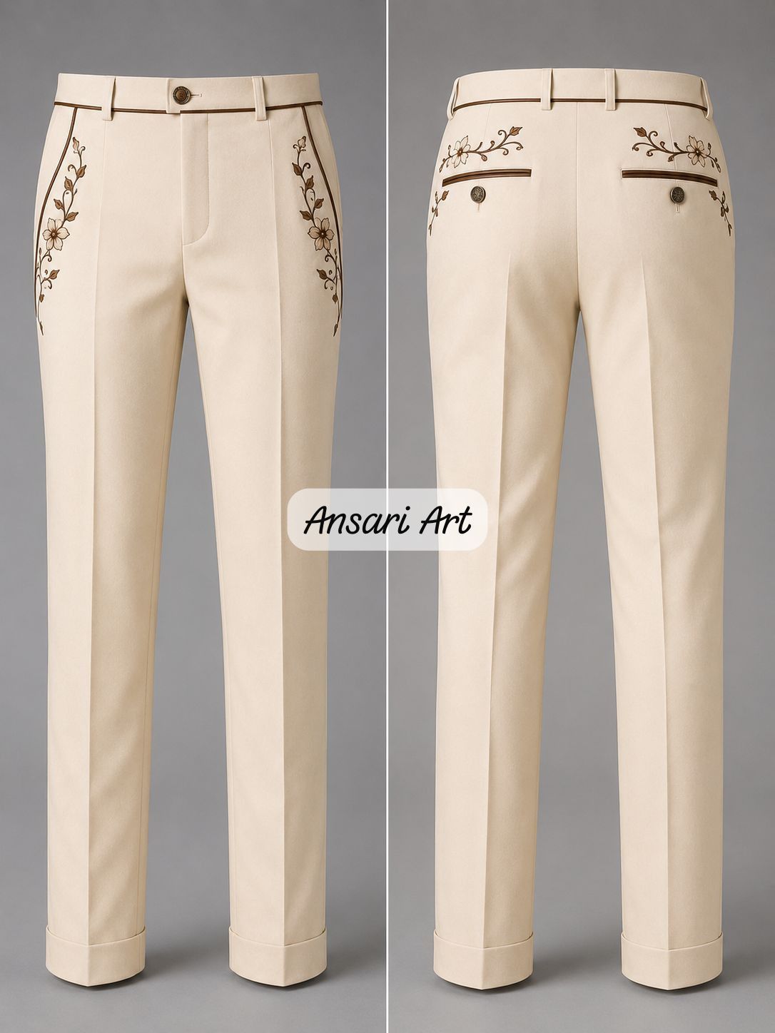 Other Men 2Pc customized Floral Embroidery cocktail prom outfit Size 42L - 3 Thumbnail