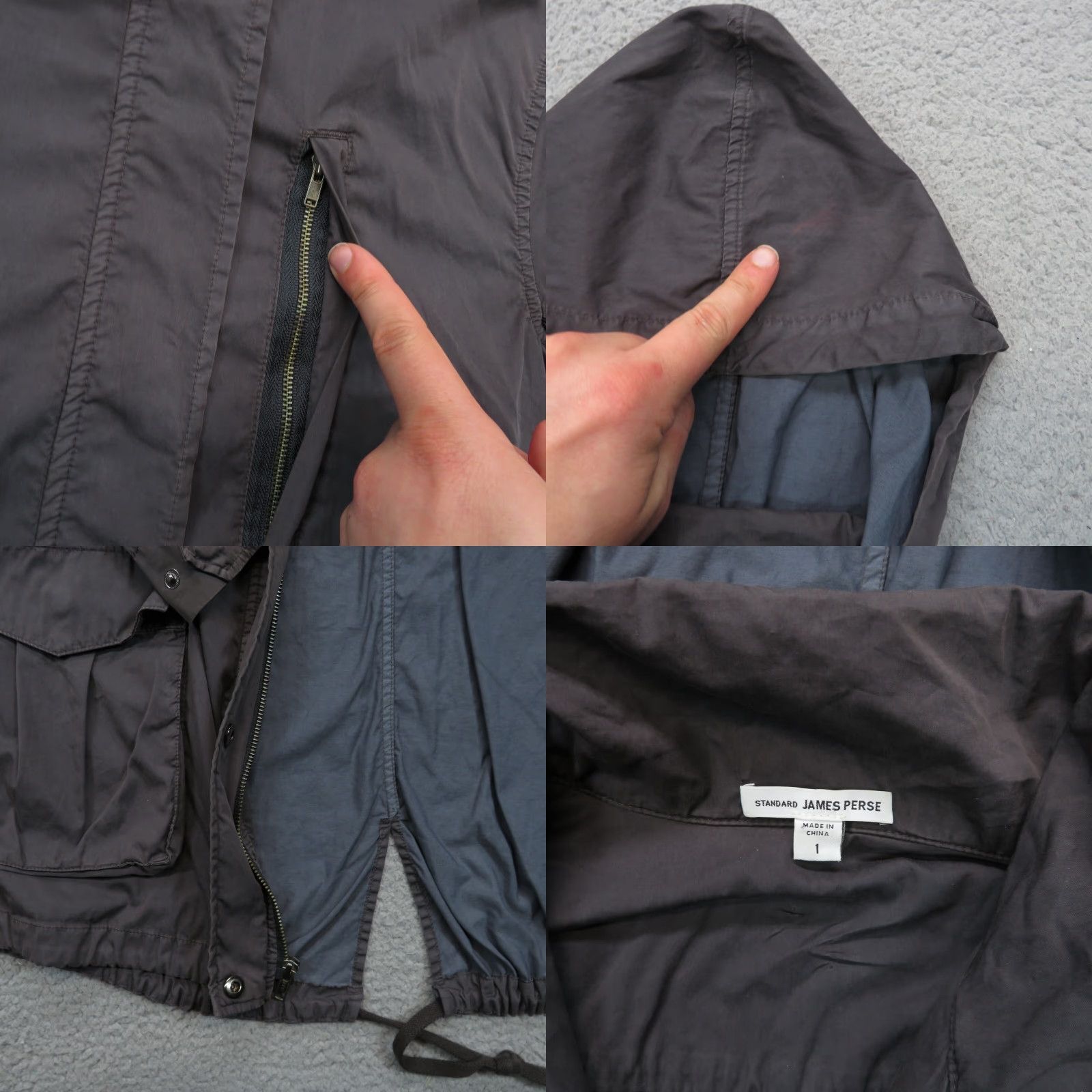 James Perse James Perse Jacket Women Gray Utility Parka Hooded Fishtail Full Zip Snap Pack Size S / US 4 / IT 40 - 8 Thumbnail