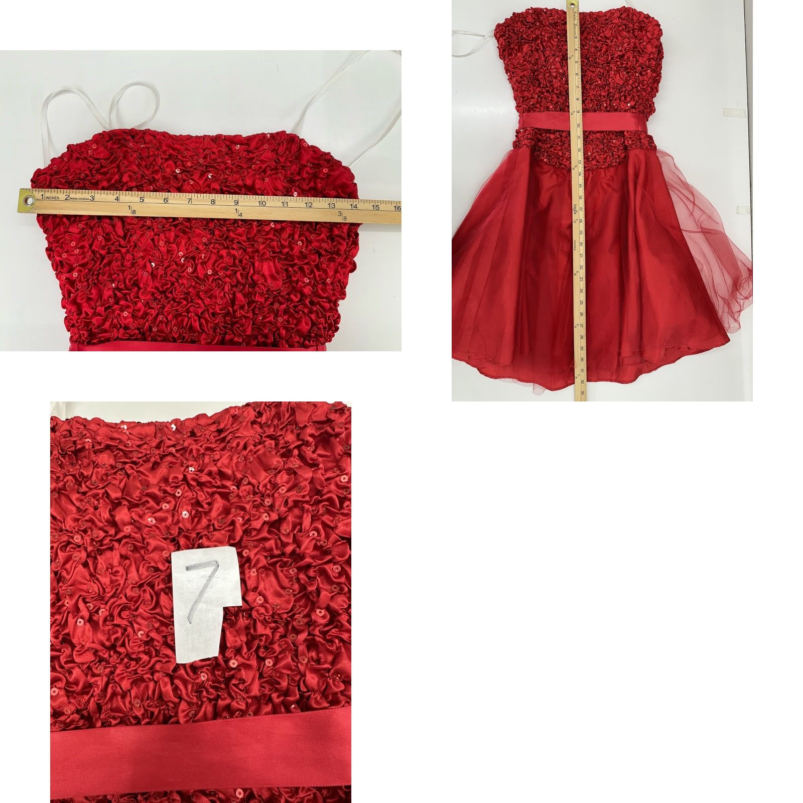 Vintage VINTAGE? (No) Steppin Out Red Strapless Mini Dress Belted Ruffled Cocktail 8 Womens Dress Summer Fall Spring Party/Formal Size M / US 6-8 / IT 42-44 - 8 Thumbnail