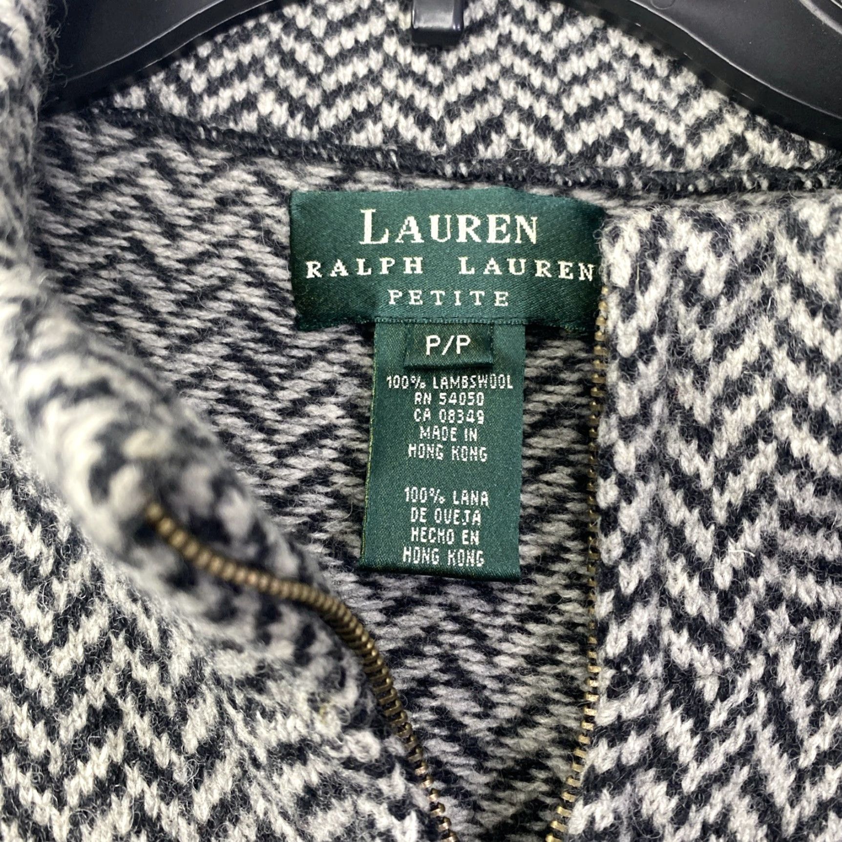 Ralph Lauren Lauren Ralph Lauren Jacket Herringbone Zip Front Wool Gray Wool/Poly Lambswool Petite P/P Women Winter 90s? Size XXS / US 00 / IT 34 - 2 Thumbnail