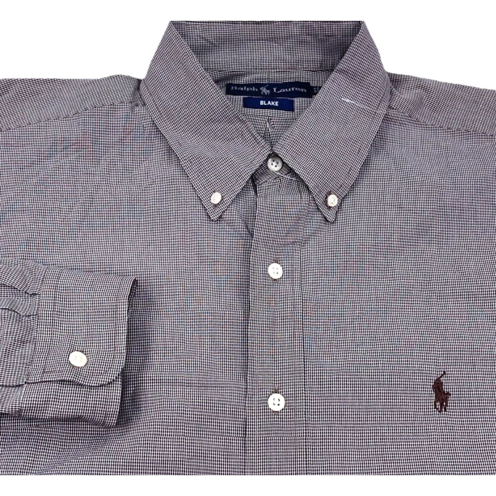 Ralph Lauren Ralph Lauren Shirt Men Large Button Up Brown Houndstooth Plaid Dress Blake Pony Mens L Brown Plaid Button-Front Shirt Ralph Lauren Clothing Size 42R - 2 Thumbnail