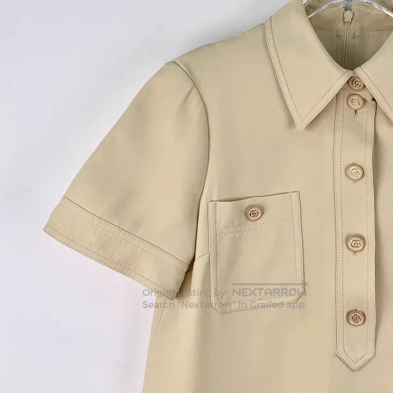 Gucci Gucci Beige double G mulberry silk mixed wool short-sleeve Size XS / US 0-2 / IT 36-38 - 3 Thumbnail