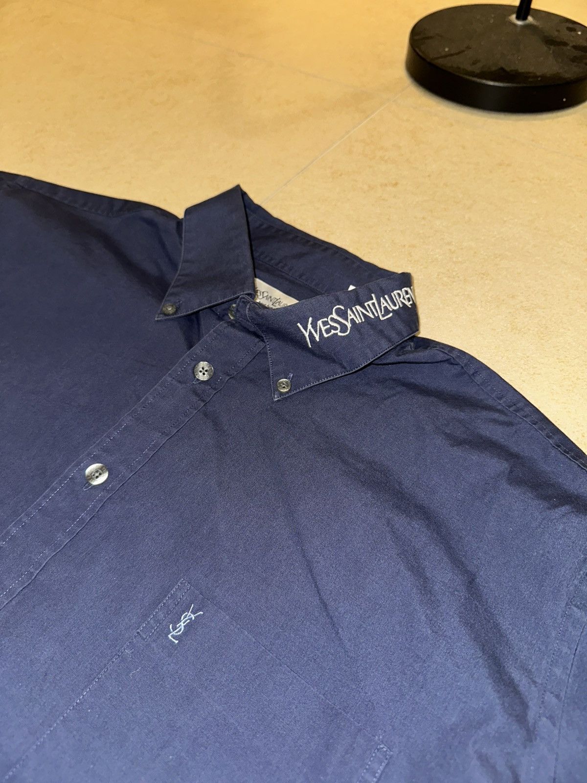 Yves Saint Laurent Collar Logo Yves Saint Laurent Navy Shirt Size US XL / EU 56 / 4 - 3 Thumbnail