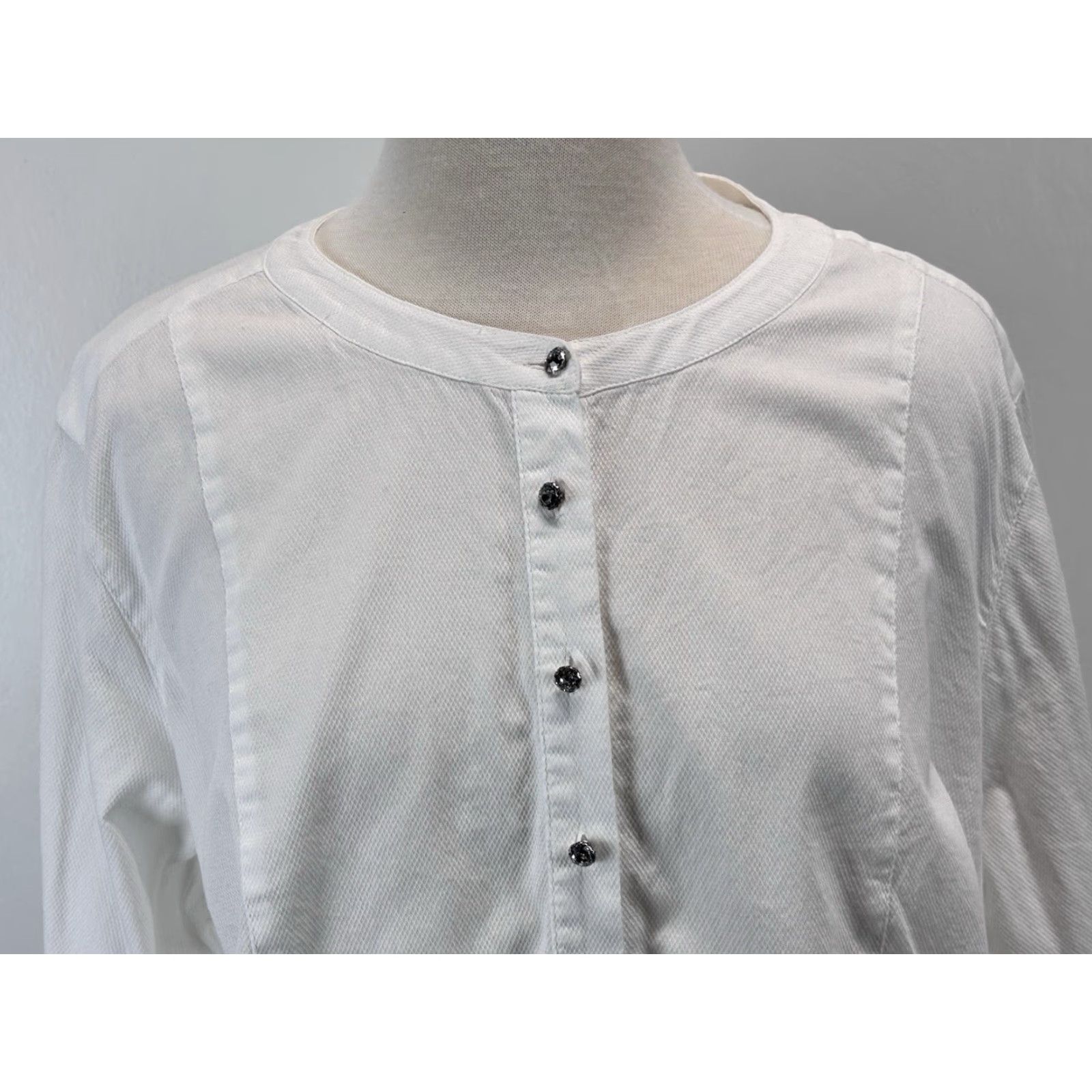 Talbots VINTAGE Talbots Women's Tunic Shirt Plus Size 2X Cotton Long Sleeve White Bling Buttons Casual Classic Size XXL / US 16-18 / IT 52-54 - 5 Thumbnail
