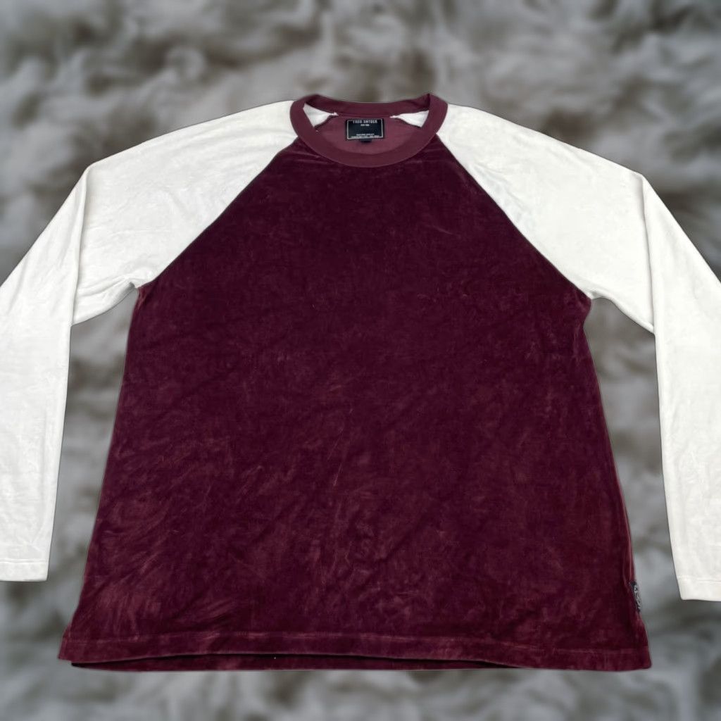 Todd Snyder Todd Snyder Men's Velvet/Velour Hoodie Burgundy/White Crewneck Medium Regular Size US M / EU 48-50 / 2 - 1 Thumbnail