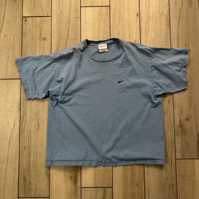 Nike Vintage 90s Baby Blue Nike Swoosh Essential Tee Boxy Small | Grailed