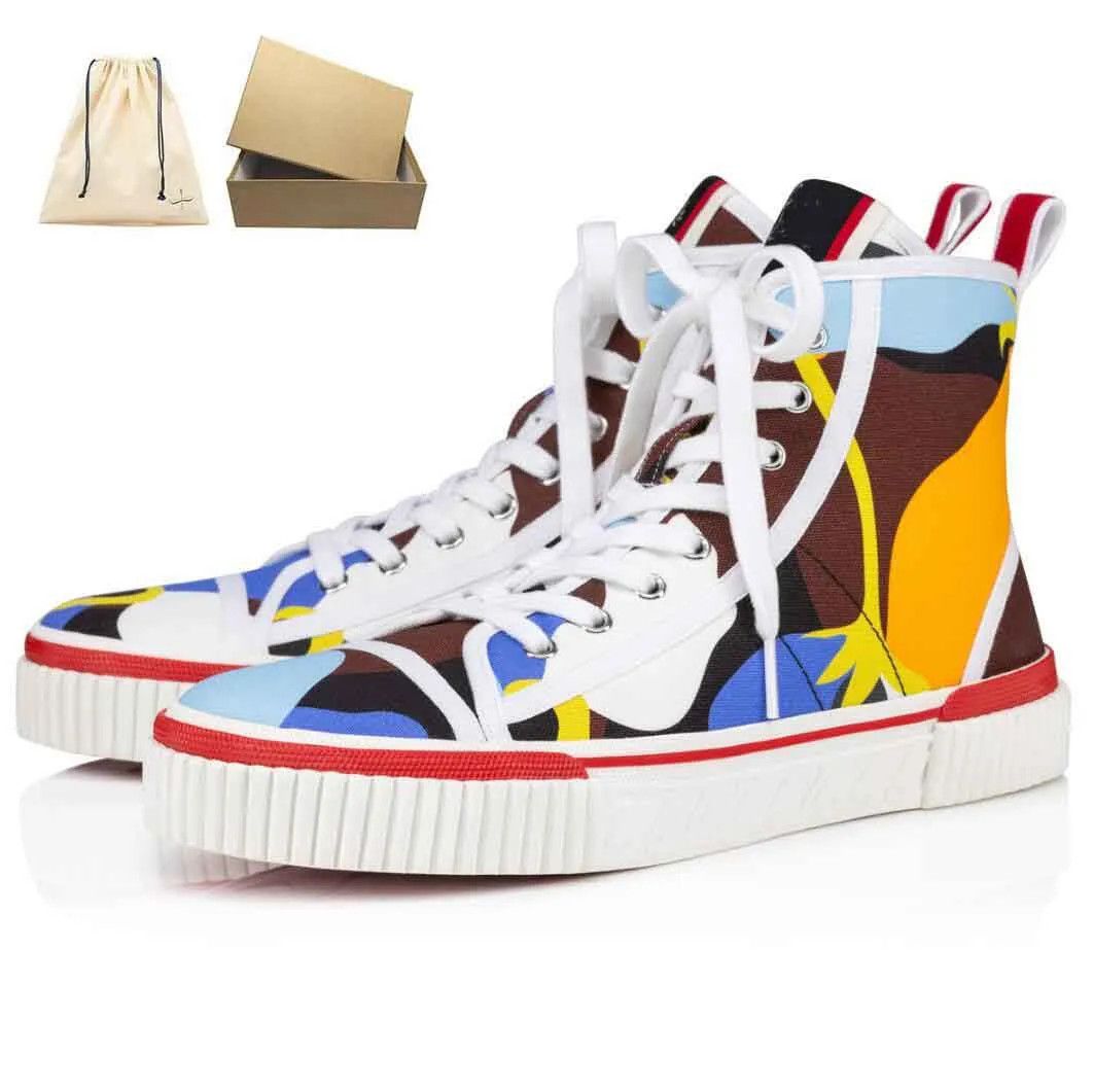 Christian Louboutin o1s1wg110924 Pedro Flat Toile High Sneaker in Multicolor Size US 11 / EU 44 - 1 Preview