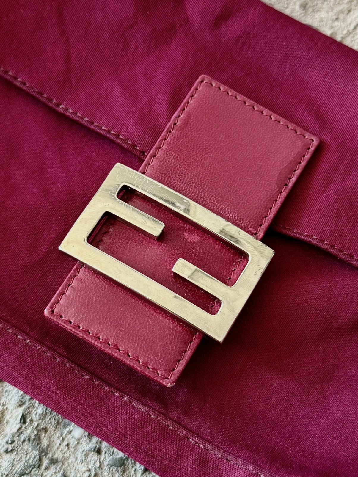 Fendi - 2000’s - Classic Baguette - Raspberry Neoprene Bag