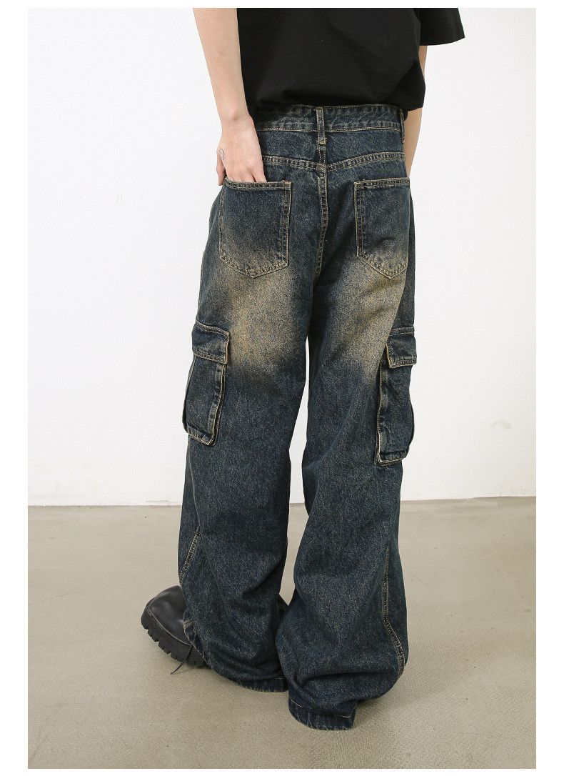 Japanese Brand × Jean Washed distressed multi-pocket cargo jeans Size US 32 / EU 48 - 6 Thumbnail
