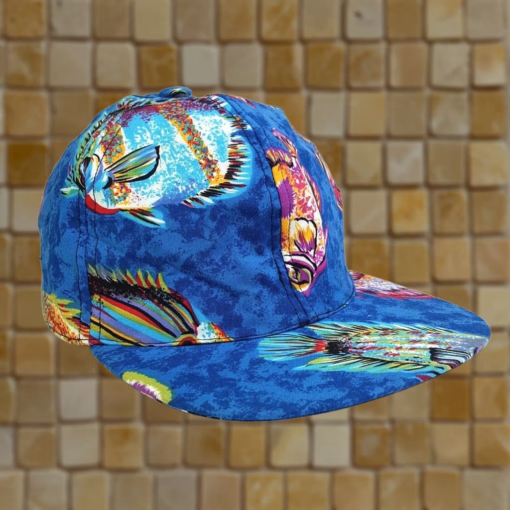 Vintage Vintage 90s Tropical Fish USA Made Snapback Adjustable Blue Hat Baseball Cap Size ONE SIZE - 1 Thumbnail