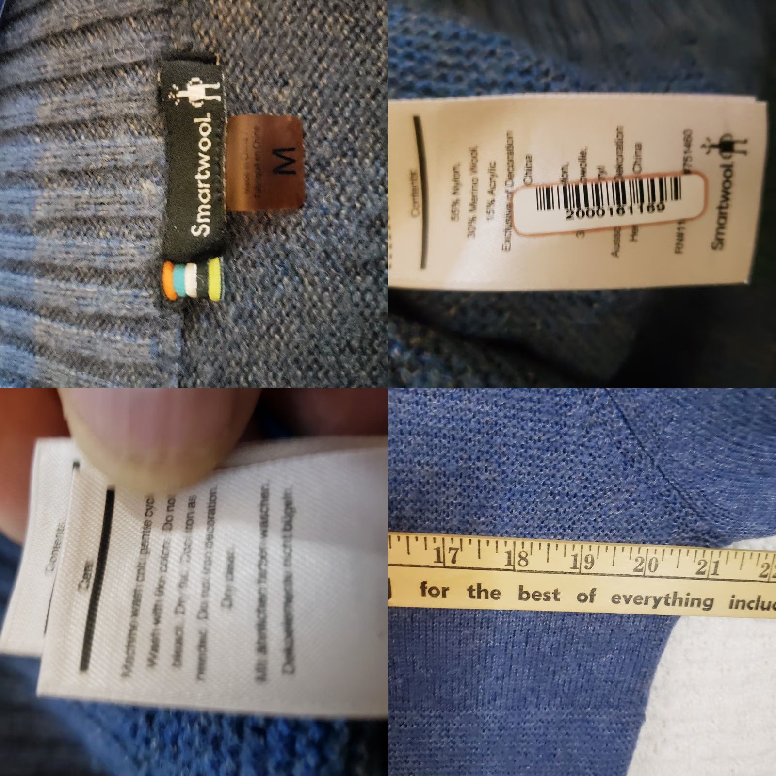 Smartwool Smartwool 1/4 Zip Merino Wool Sweater Mens M Blue Long Sleeve EUC Size US M / EU 48-50 / 2 - 9 Thumbnail